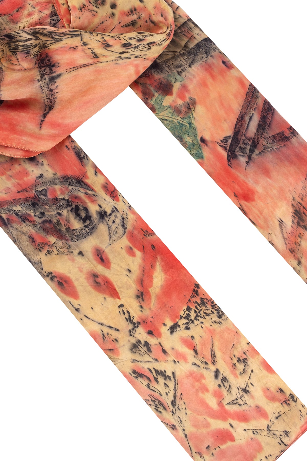 Somon Saf İpek El Baskısı Ekolojik Şal 90 x 200 cm