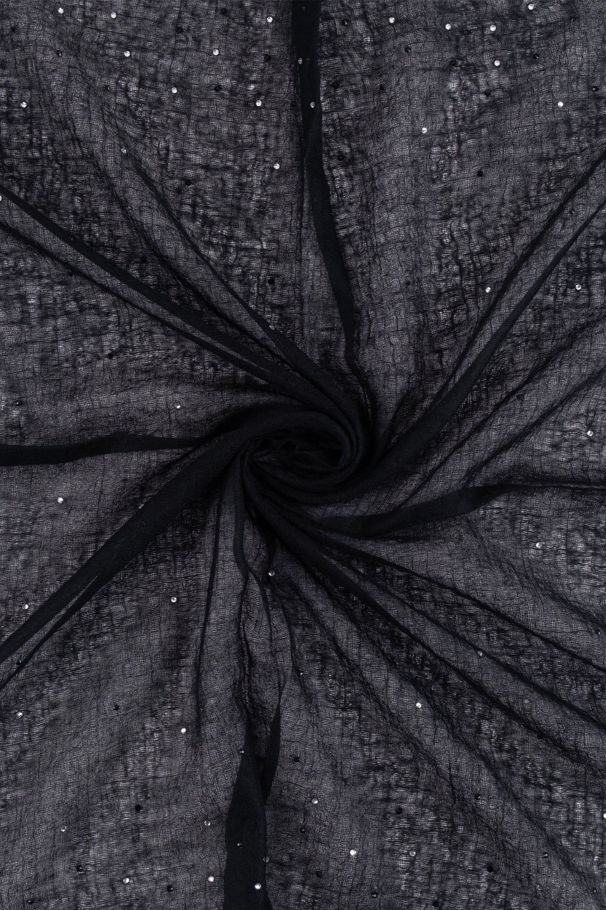 Siyah Jas Saf Kaşmir Taşlı Kare Şal 70x70 cm