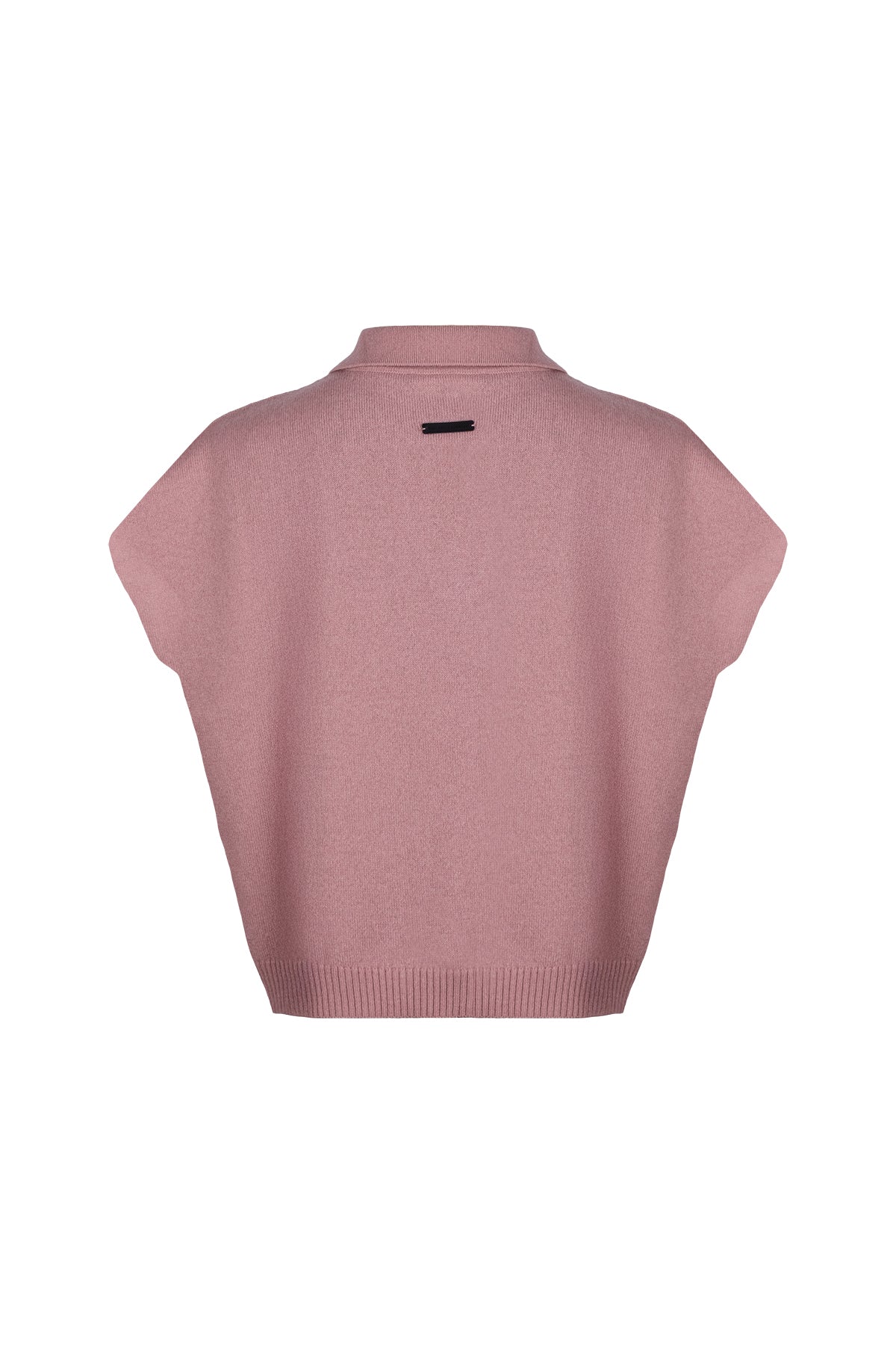 Pastel Pembe Vanessa Saf Kaşmir Kısa Kollu Polo