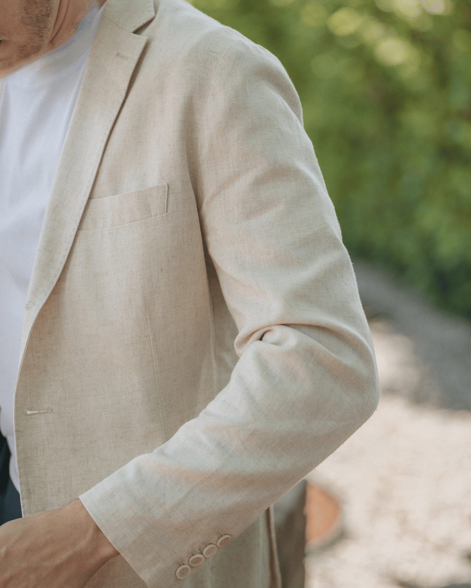 Bej Keten Leon Erkek Ceket