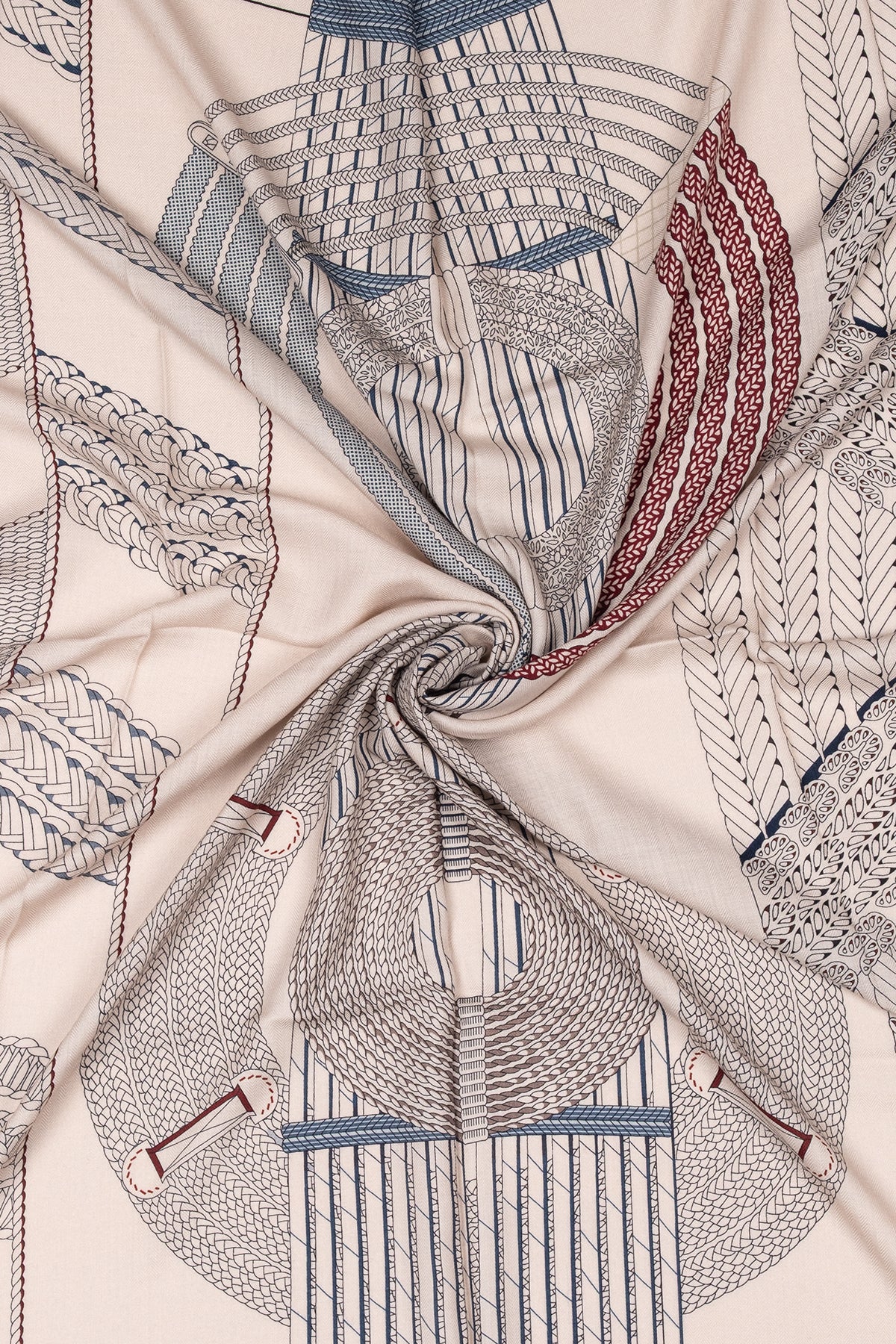 Beyaz Siyah Linda Saf Kaşmir Baskılı Eşarp 140x 140 cm