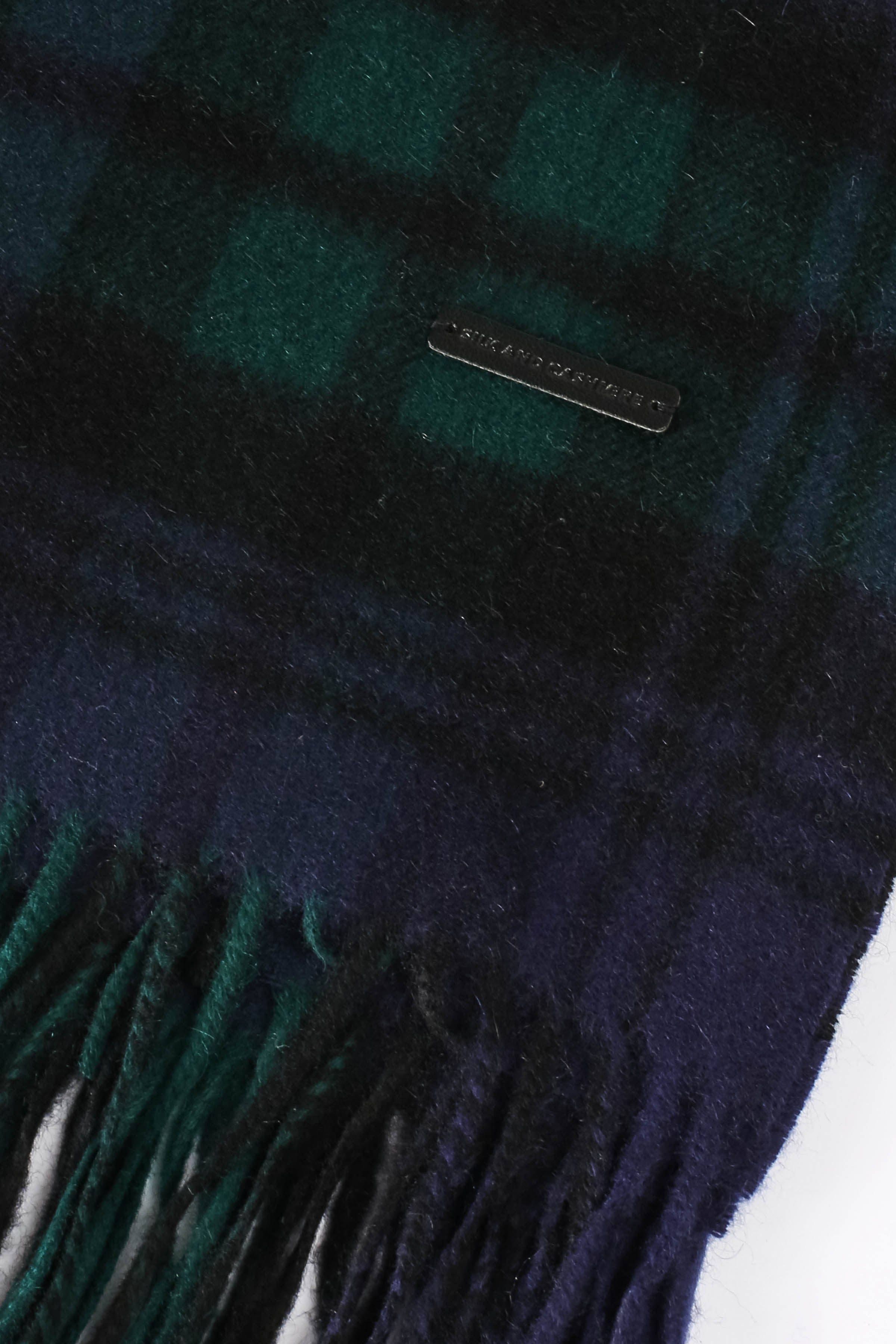 Yeşil Saf Kaşmir Rose Kareli Şal 70x200 cm