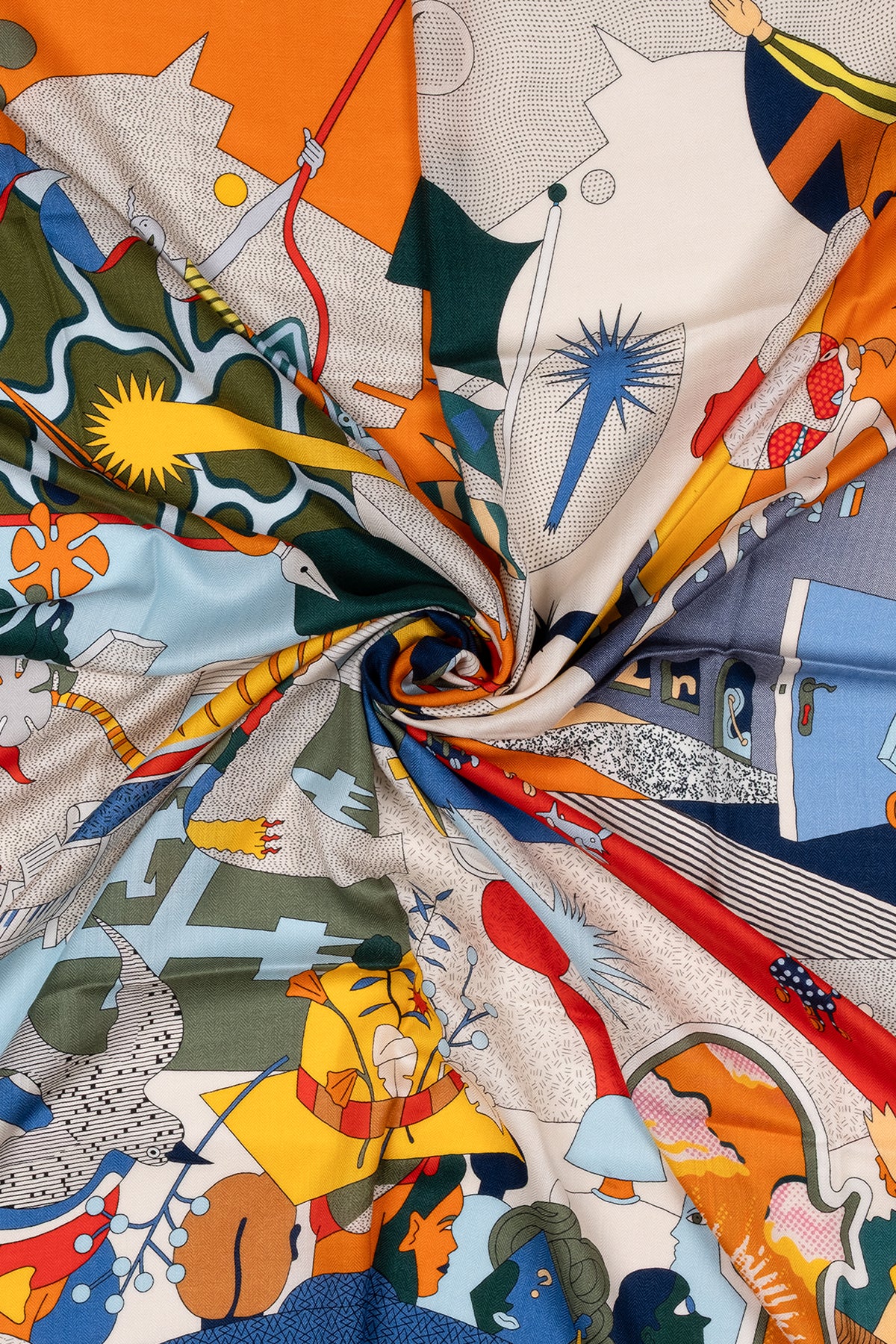 Beyaz Linda Saf Kaşmir Baskılı Eşarp 140x140 cm