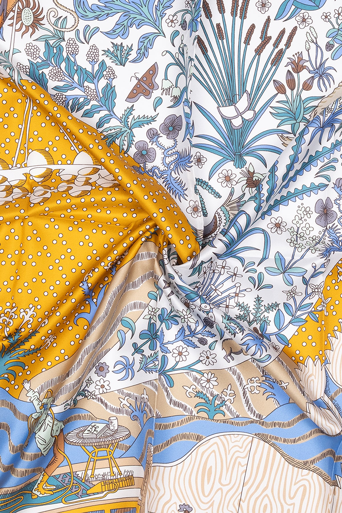 Turuncu Lara Saf İpek Baskılı Eşarp 90x90 cm