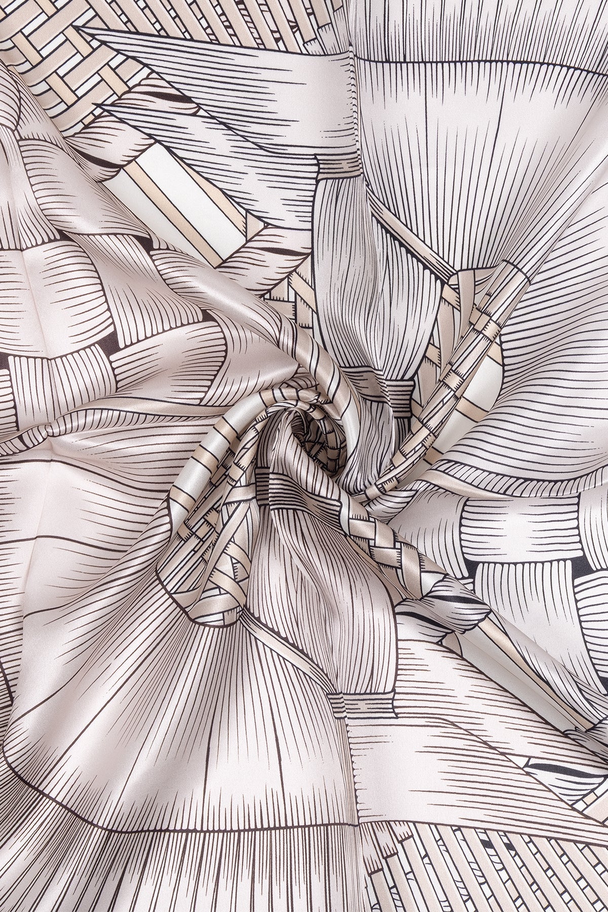 Bej Lara Saf İpek Baskılı Eşarp 90x90 cm