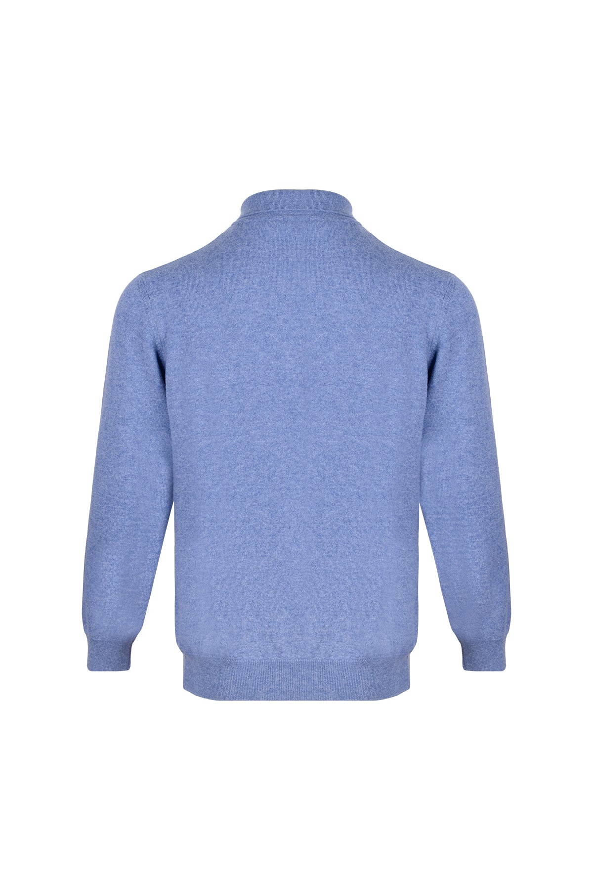 Açık Denim Saf Kaşmir Erkek Polo Kazak