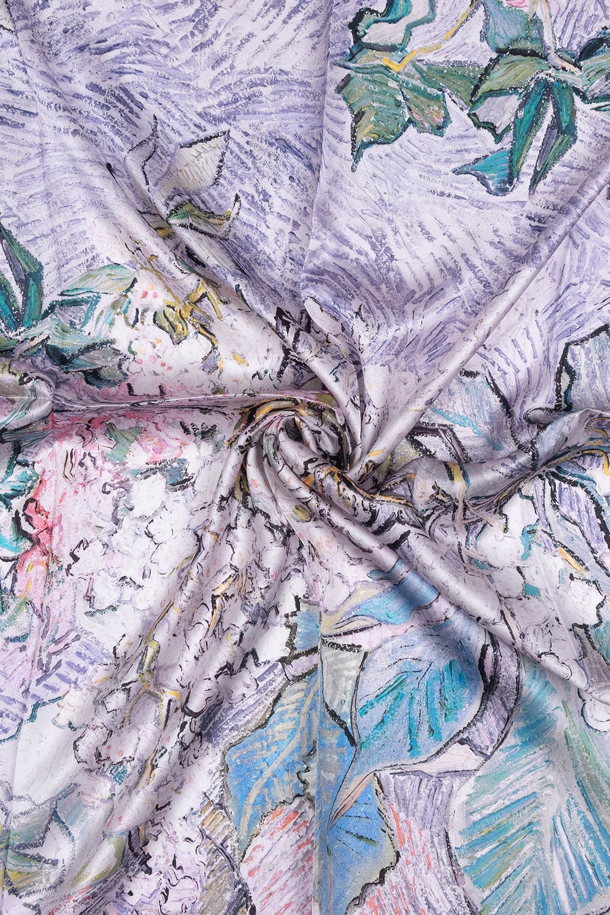 Mor Lara Saf İpek Baskılı Eşarp 90x90 cm