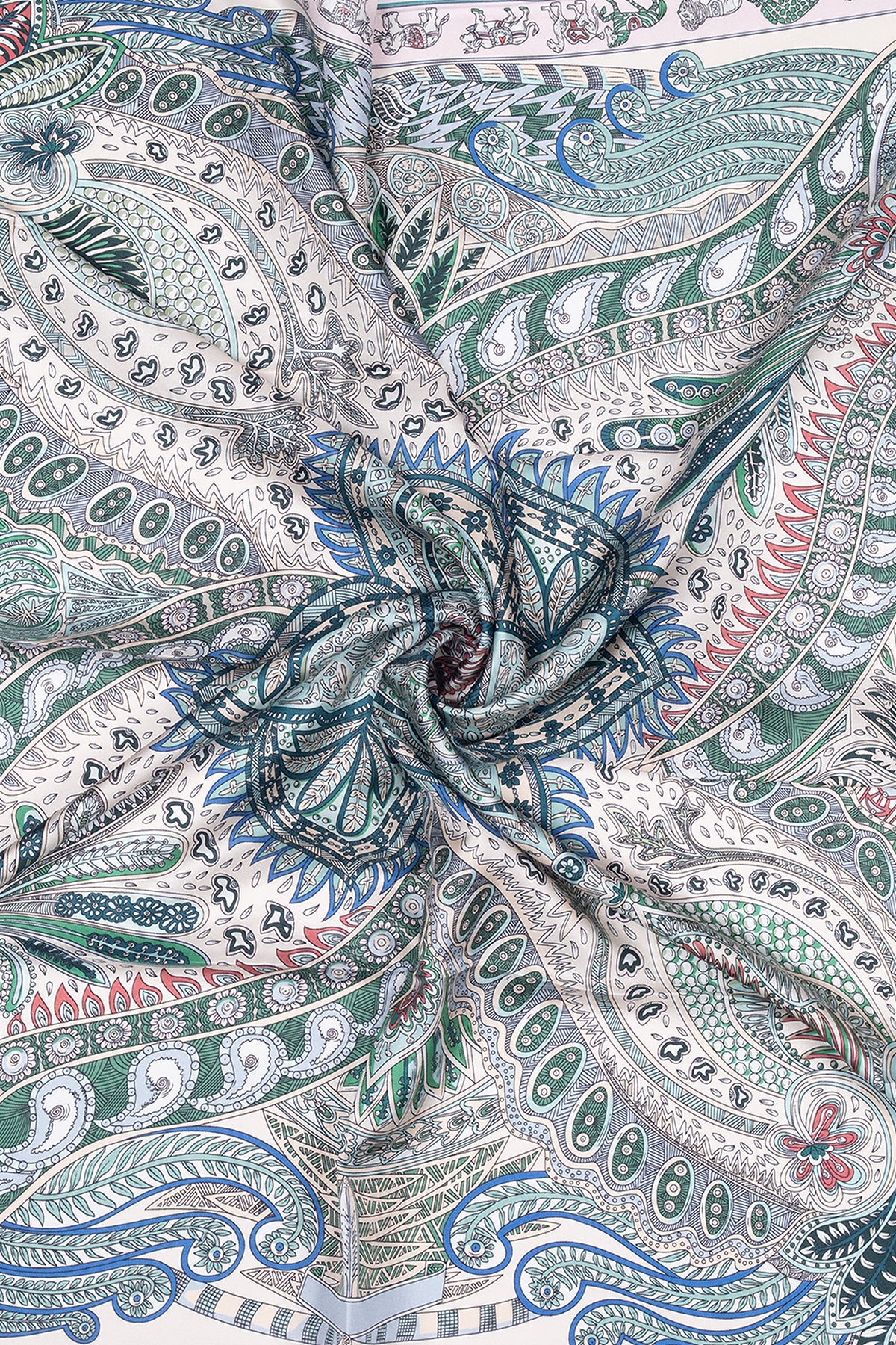 Açık Yeşil Lara Saf İpek Baskılı Eşarp 90x90 cm