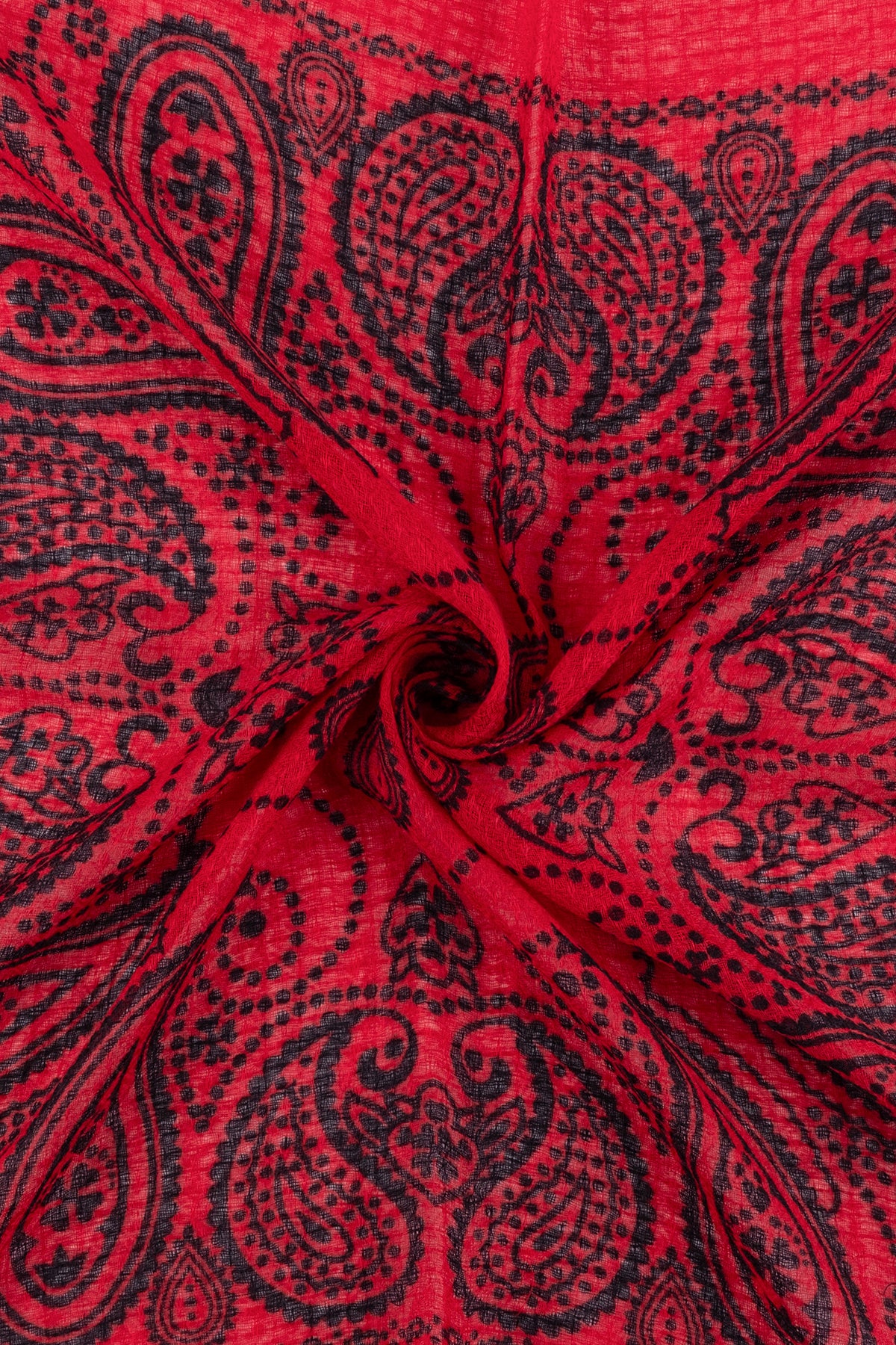 Kırmızı Jas Desenli Kare Şal 70x70 cm