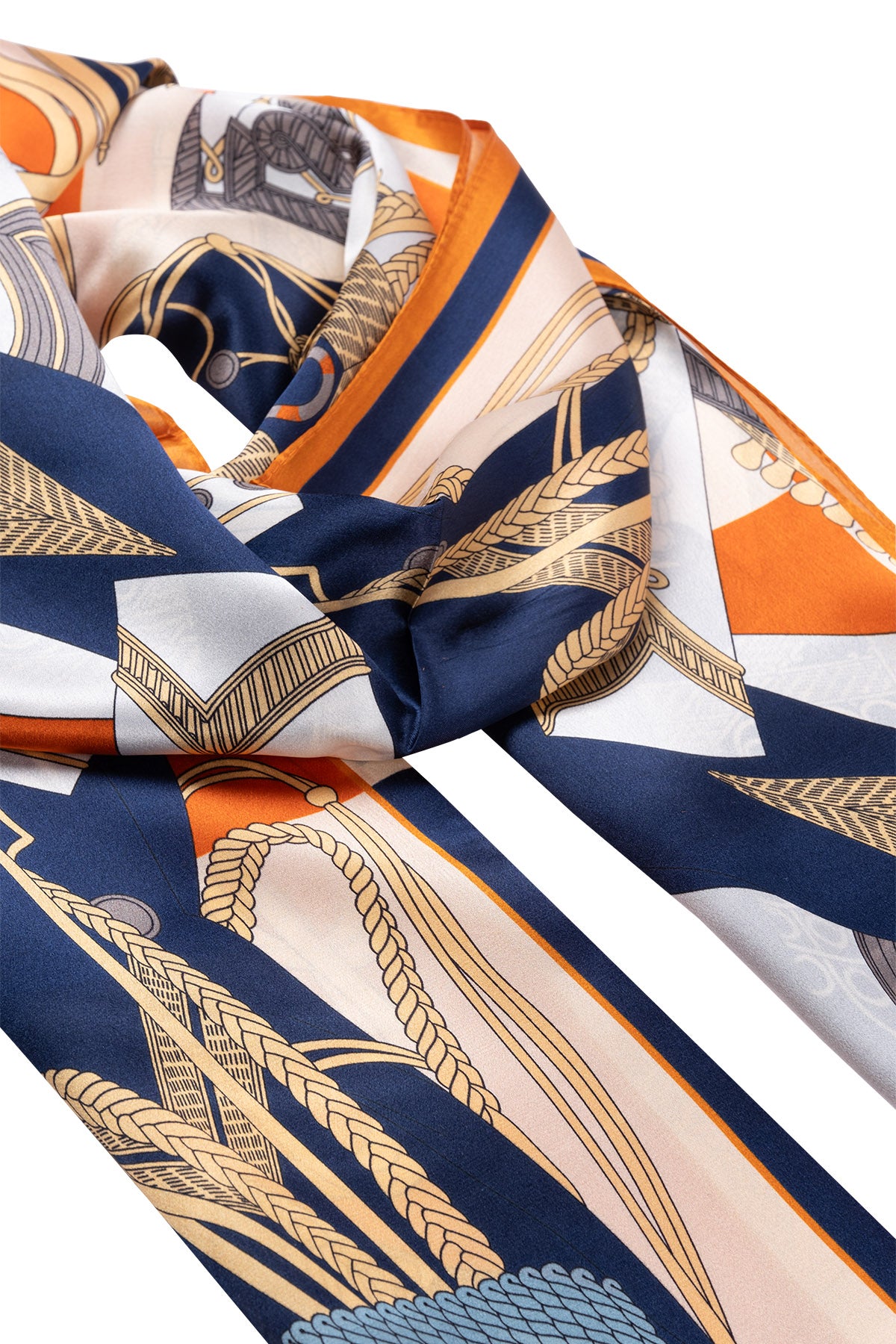 Turuncu Oblong Pure Silk Printed Scarf 55*170 24SMWL-105