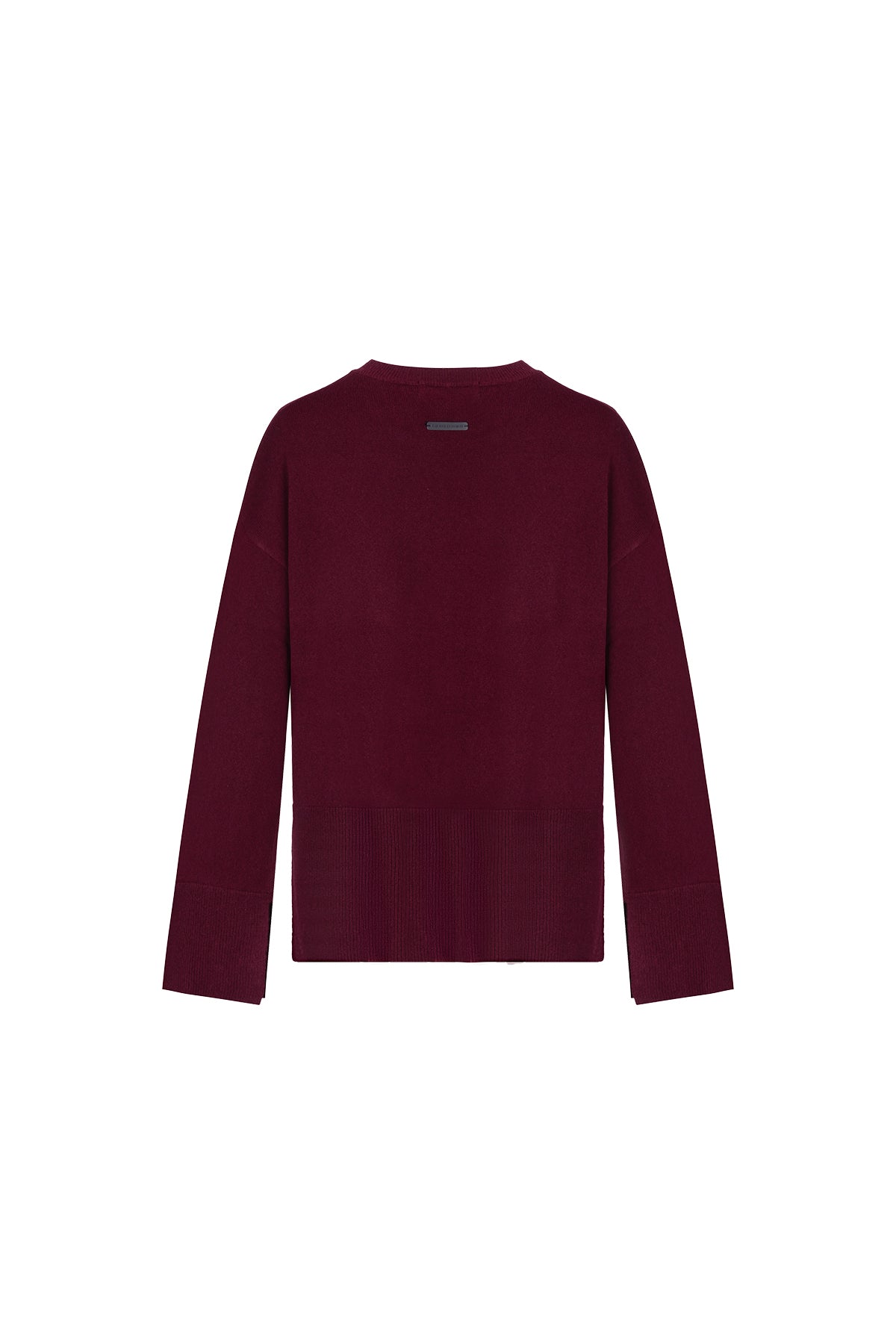 Bordo Maggie Saf Kaşmir Yuvarlak Yaka Kazak