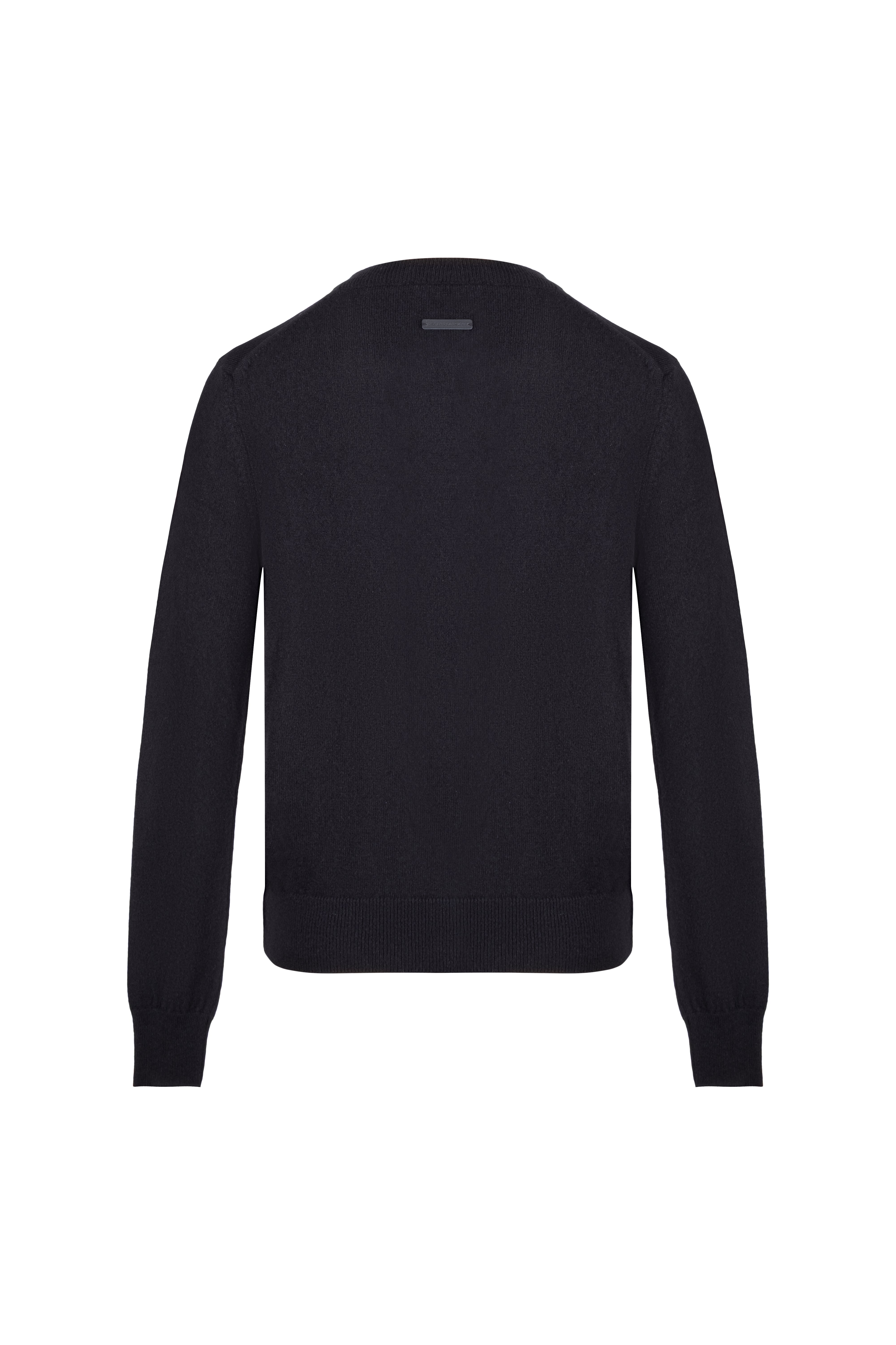 Siyah Lilly Saf Kaşmir Bisiklet Yaka Hırka