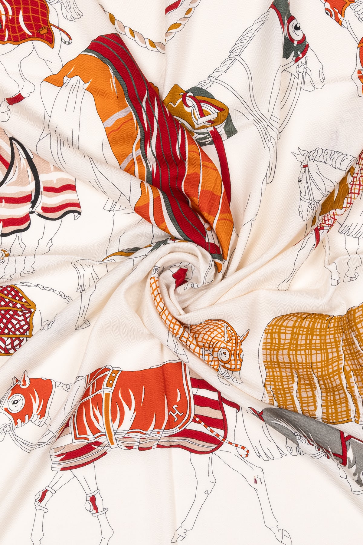 Turuncu Linda Saf Kaşmir Baskılı Eşarp 140x 140 cm