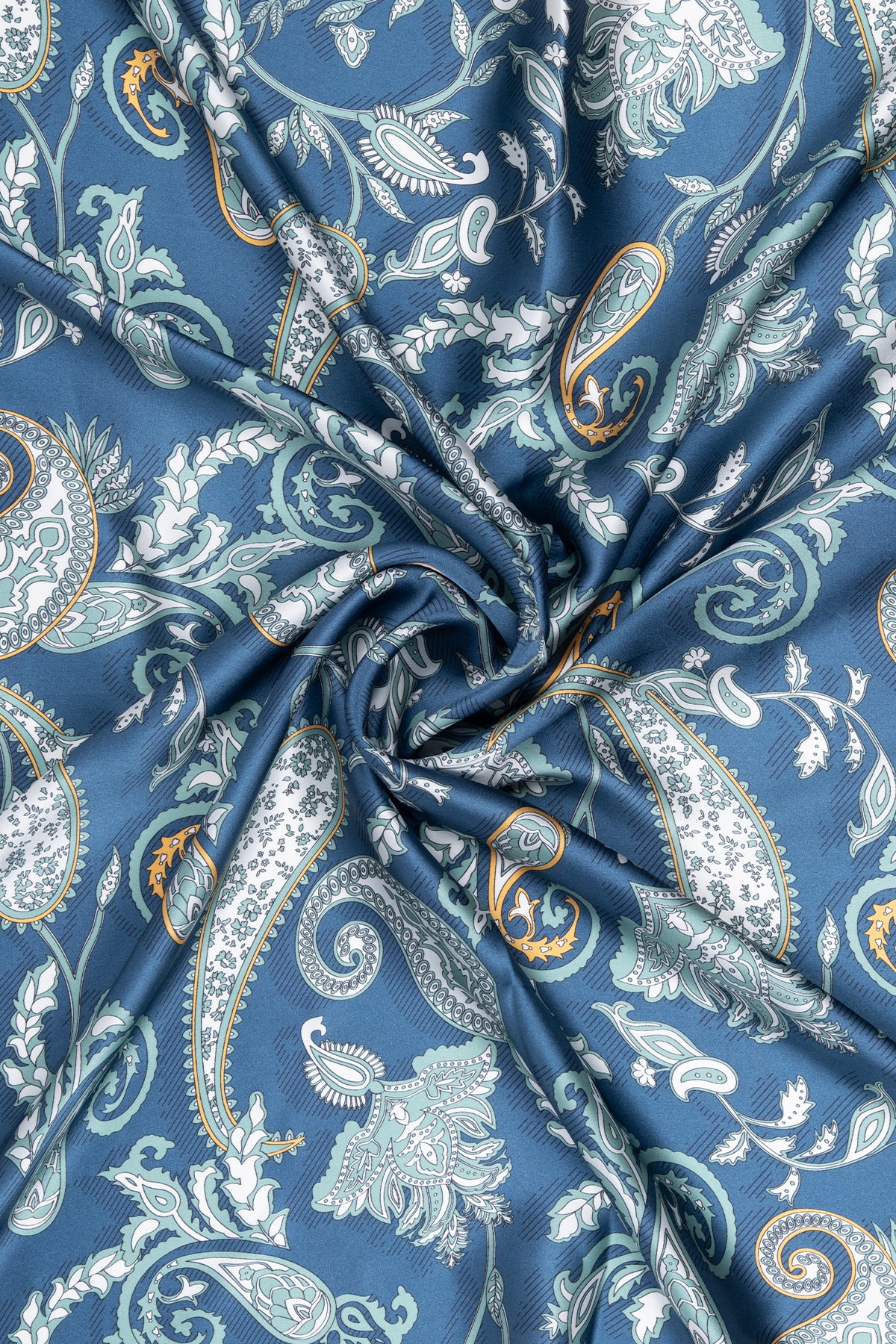 Mavi Lara İpek Desenli Kare Eşarp 90x90