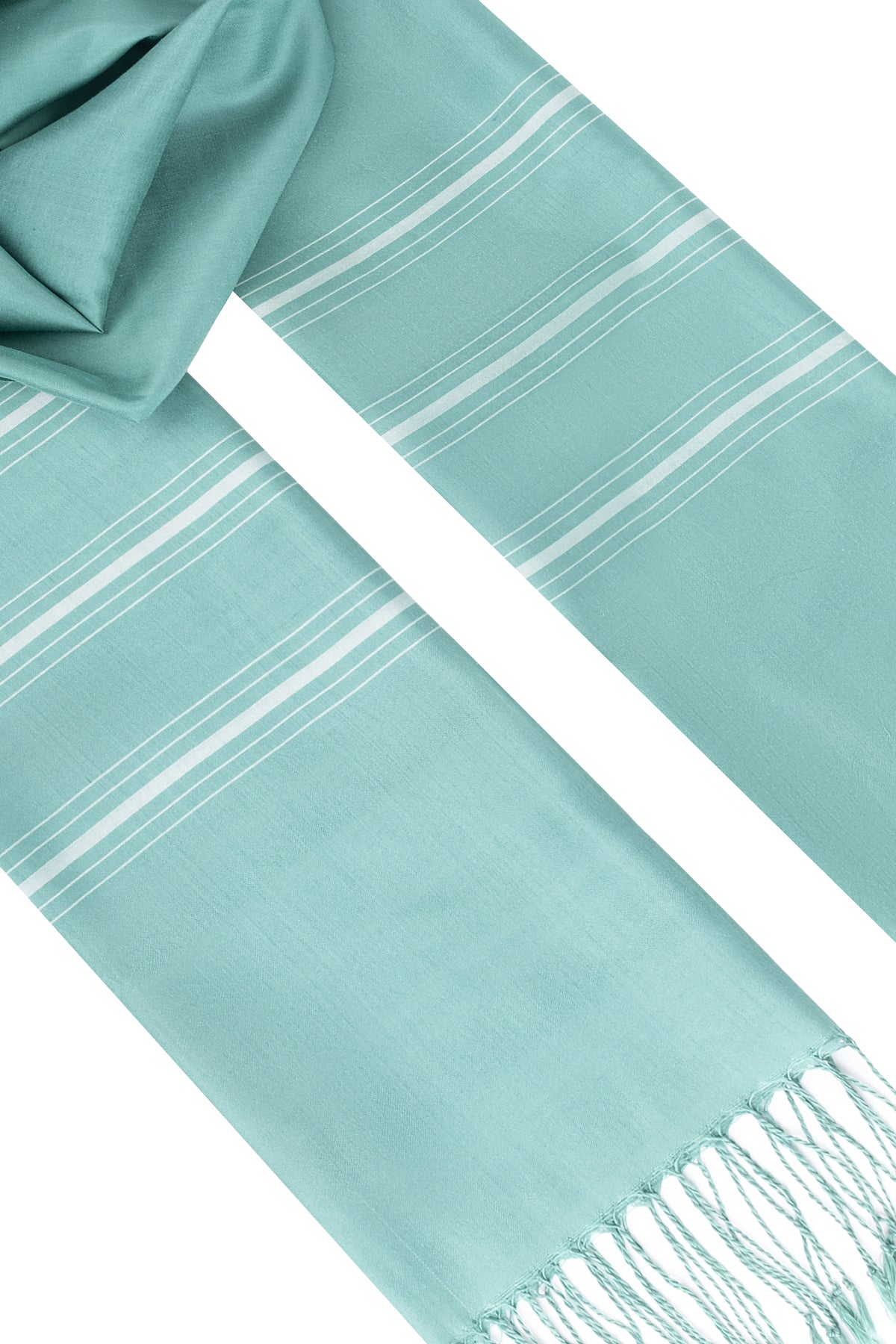 Yeşil El Dokuması Saf İpek Şal 70x180 cm