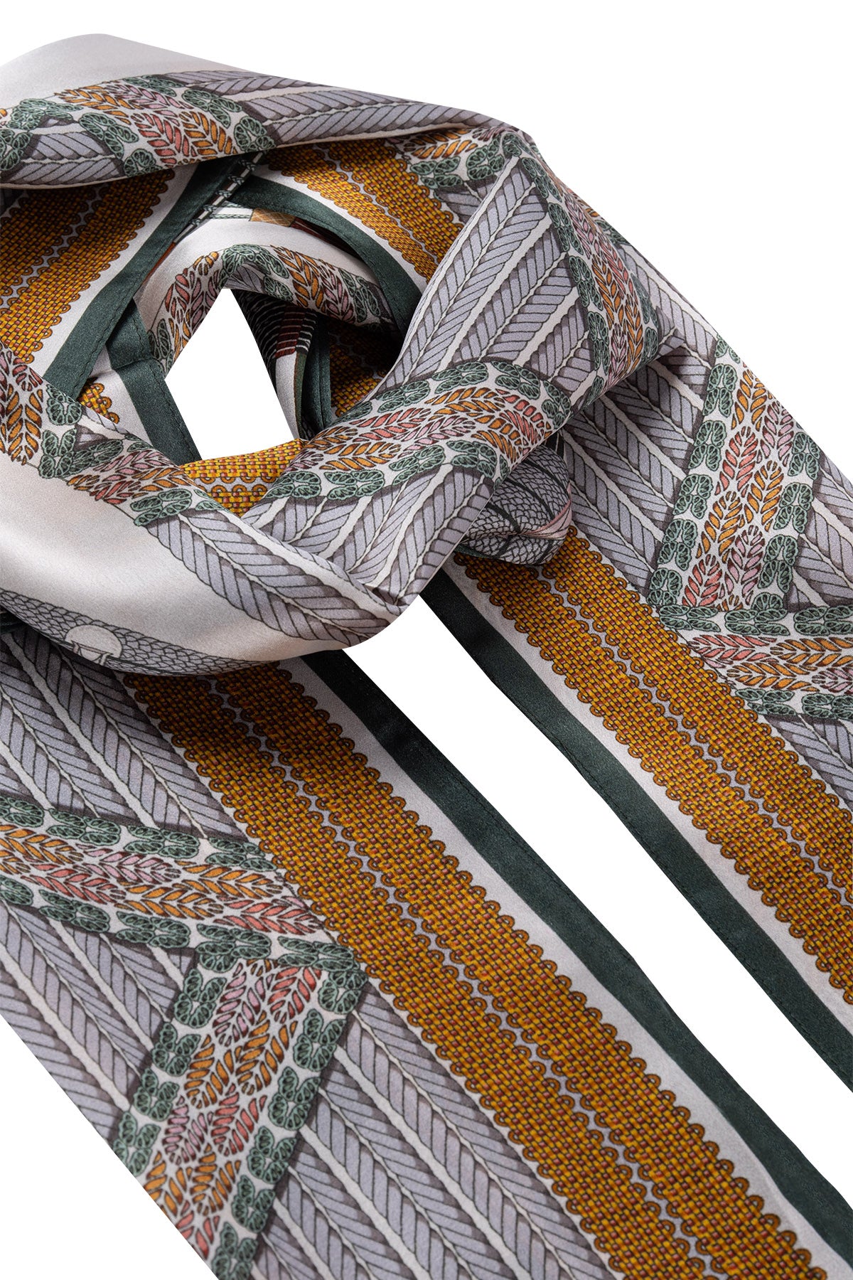 Yeşil Oblong Pure Silk Printed Scarf 55*170 24SMWL-105