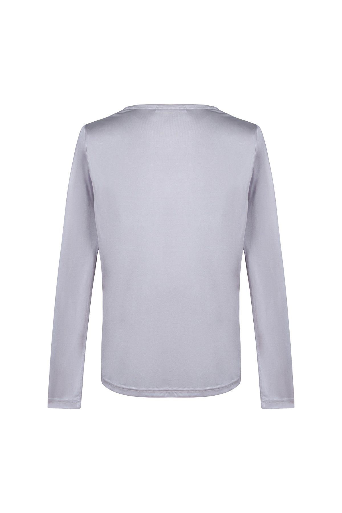 Gri Marina İpekli Yuvarlak Yaka Bluz