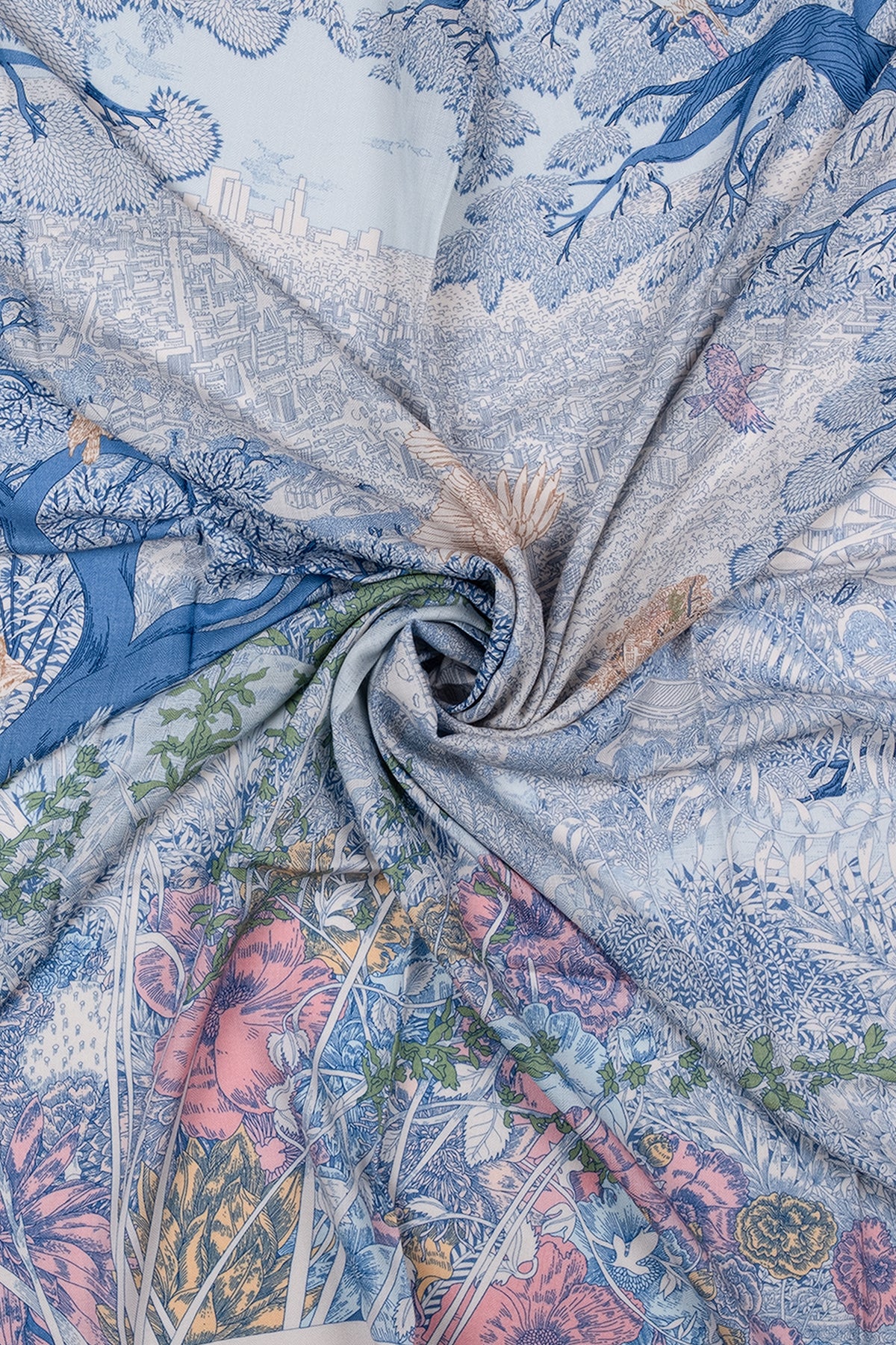 Turuncu Aqua Linda Kaşmir Desenli Kare Eşarp 140x140  cm