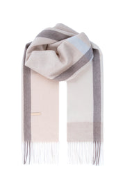 Ekru Patrick Saf Kaşmir Kareli Atkı 30x164 cm