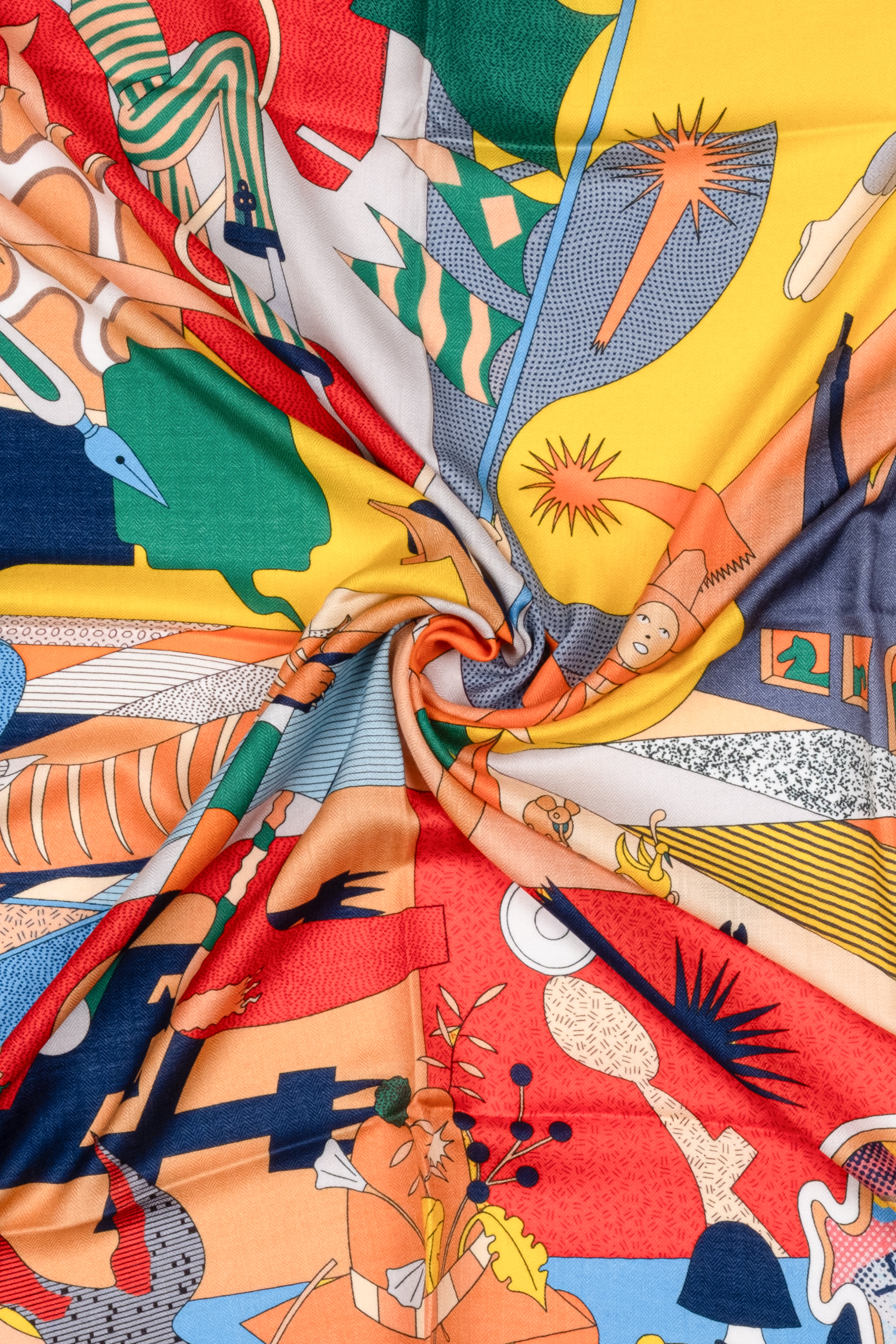 Lacivert Linda Saf Kaşmir Desenli Kare Eşarp 140x140 cm