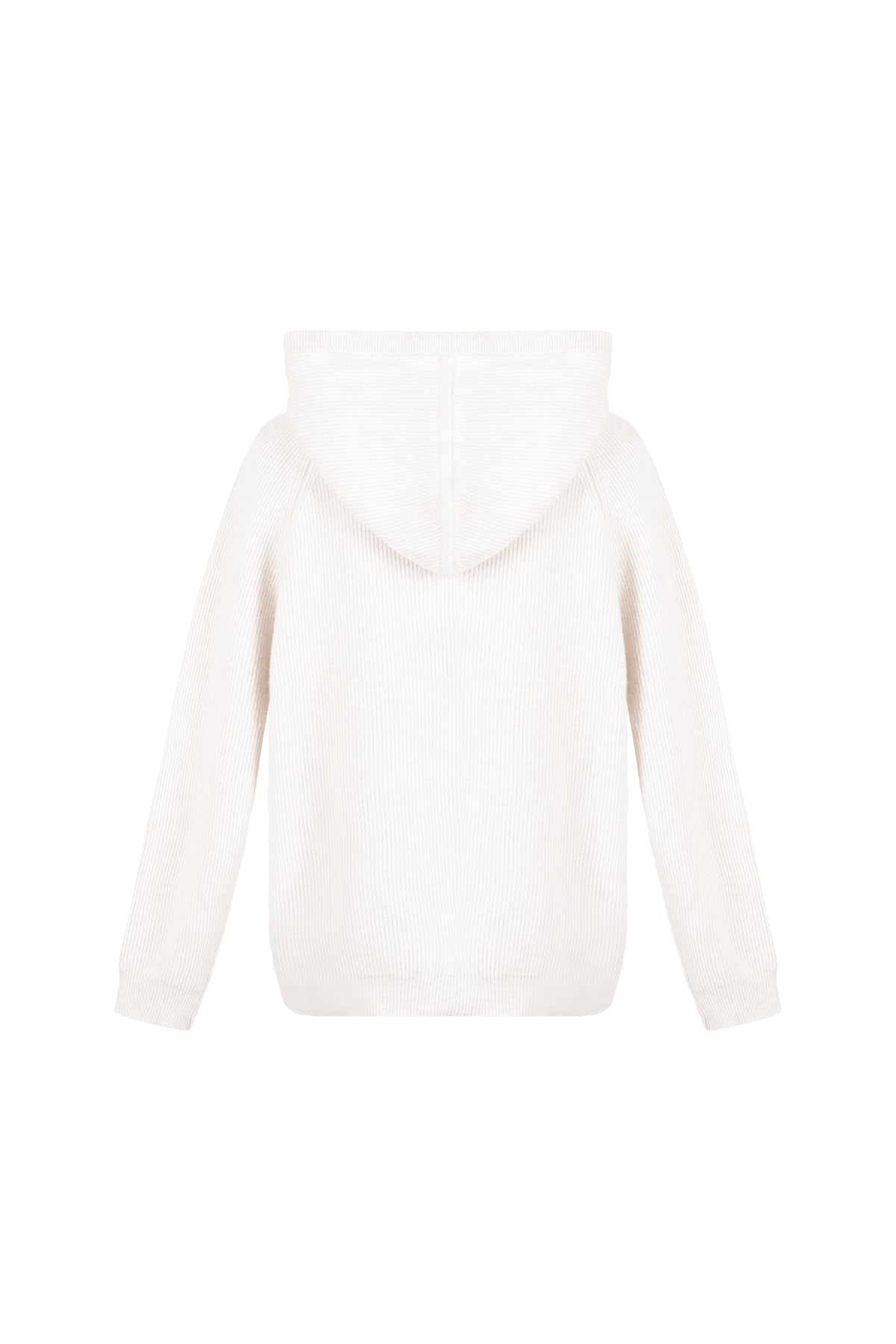 Beyaz Alexia Saf Kaşmir Ribana Kapüşonlu