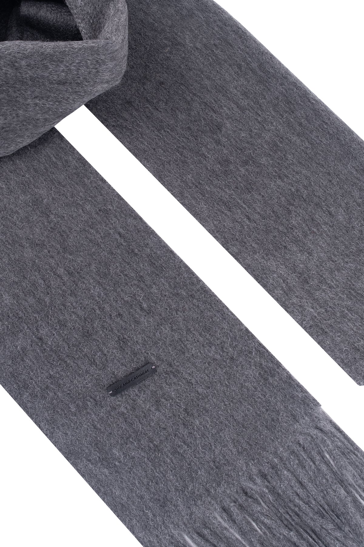 Orta Gri Melanj Rose Saf Kaşmir Şal 180x60 cm