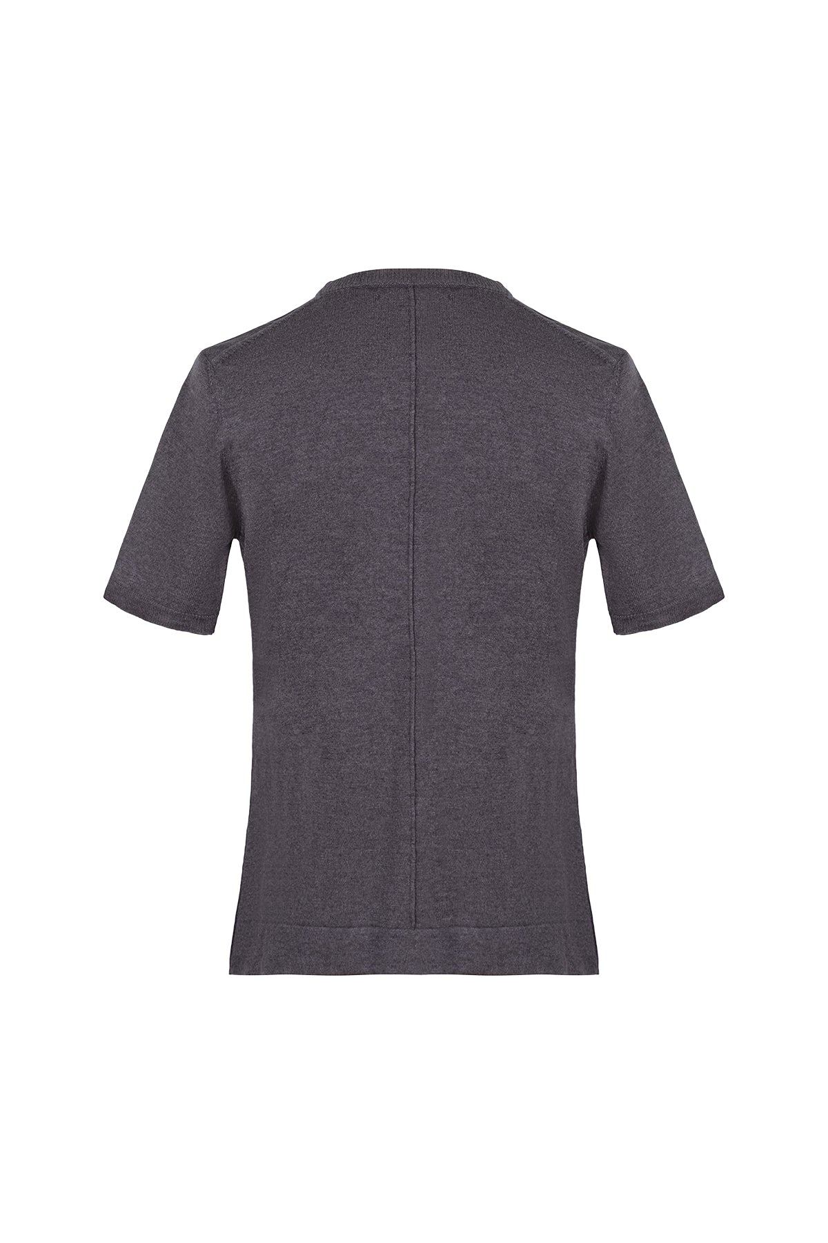 Antrasit Zoe İpek Kaşmir Yuvarlak Yaka Kısa Kollu Triko