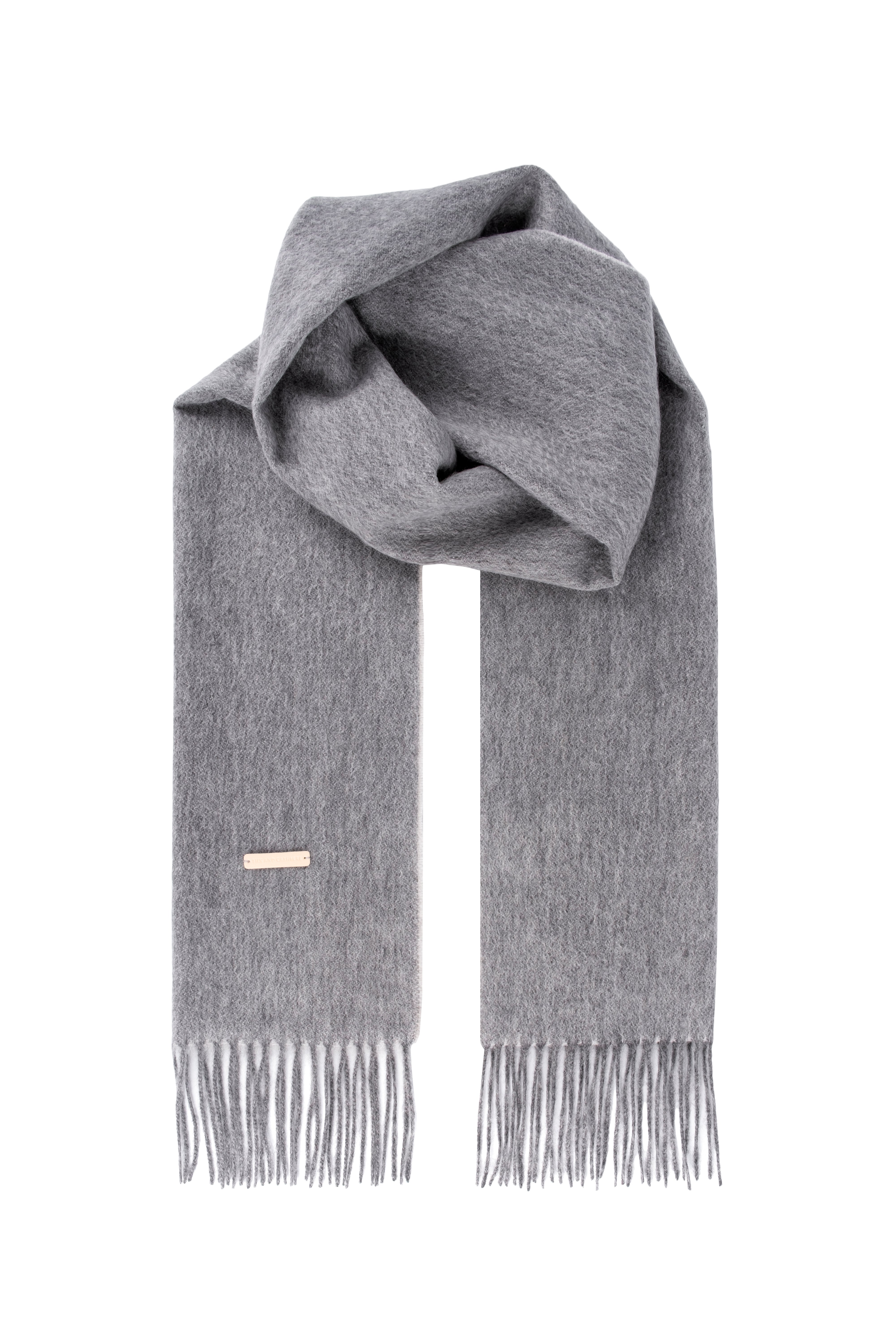 Gri Patrick Saf Kaşmir Çift Renkli Atkı 30x164 cm