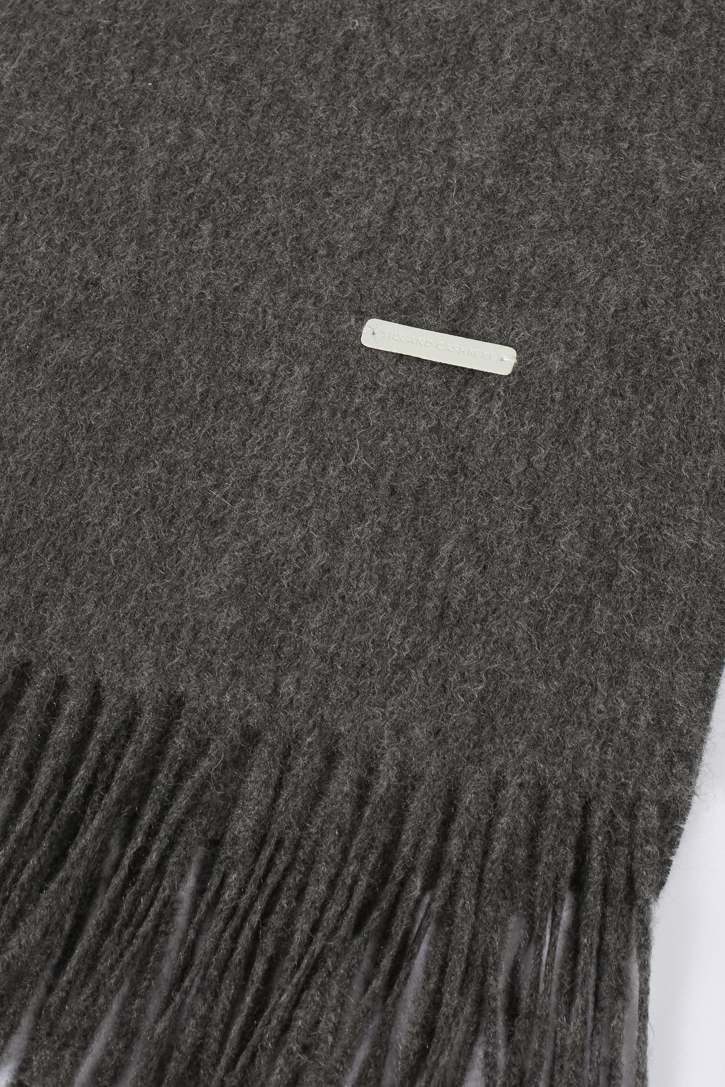 Orta Gri Melanj Saf Kaşmir Rose Kalın Şal 180x60 cm