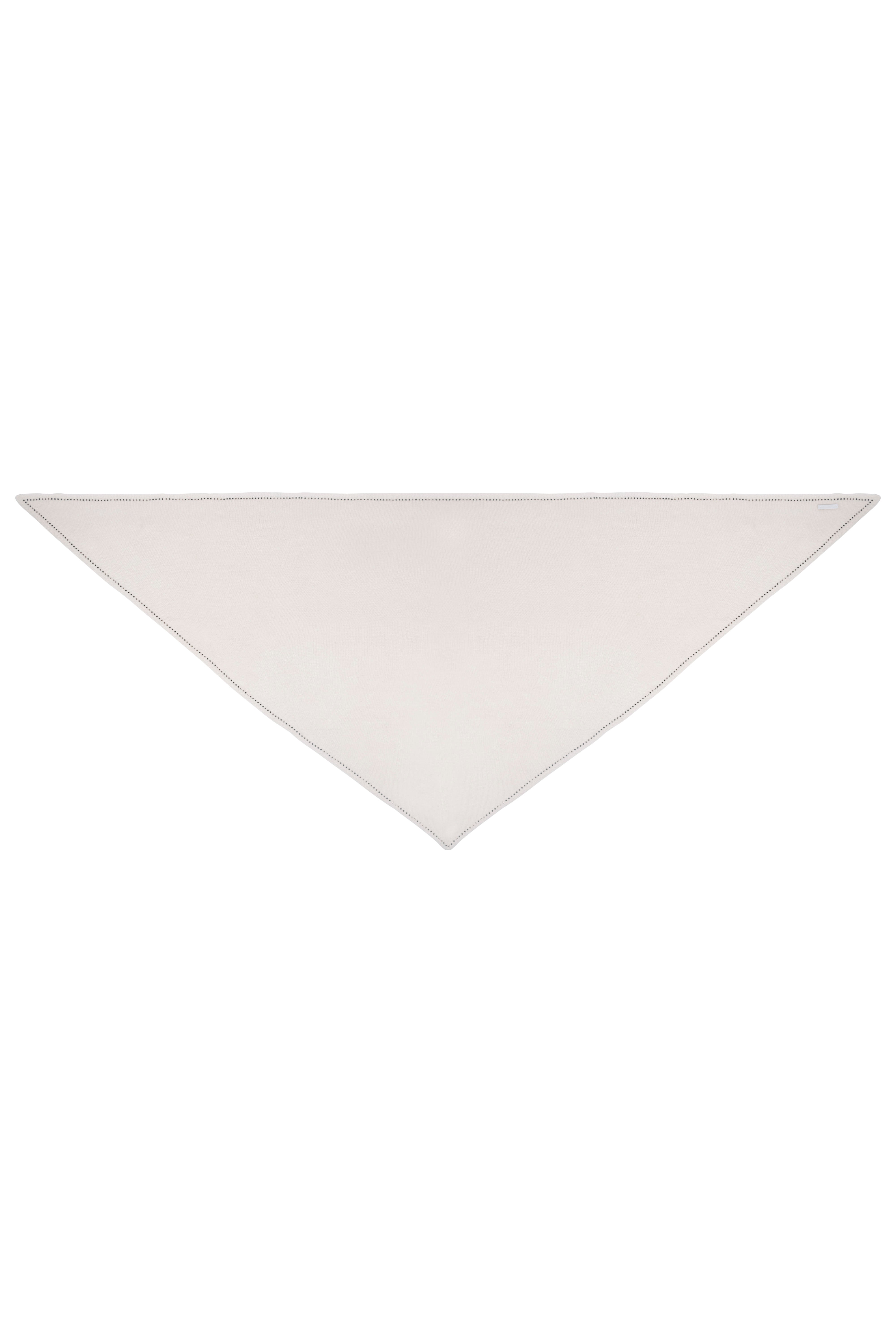 Ekru Saf Kaşmir Taşlı Üçgen Şal 105x105x165 cm