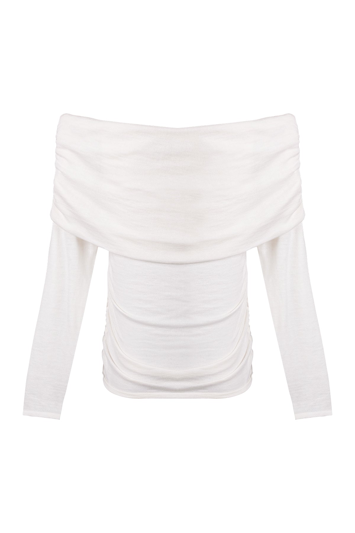 Ekru Ultralight Saf Kaşmir Omuz Dekolteli Triko