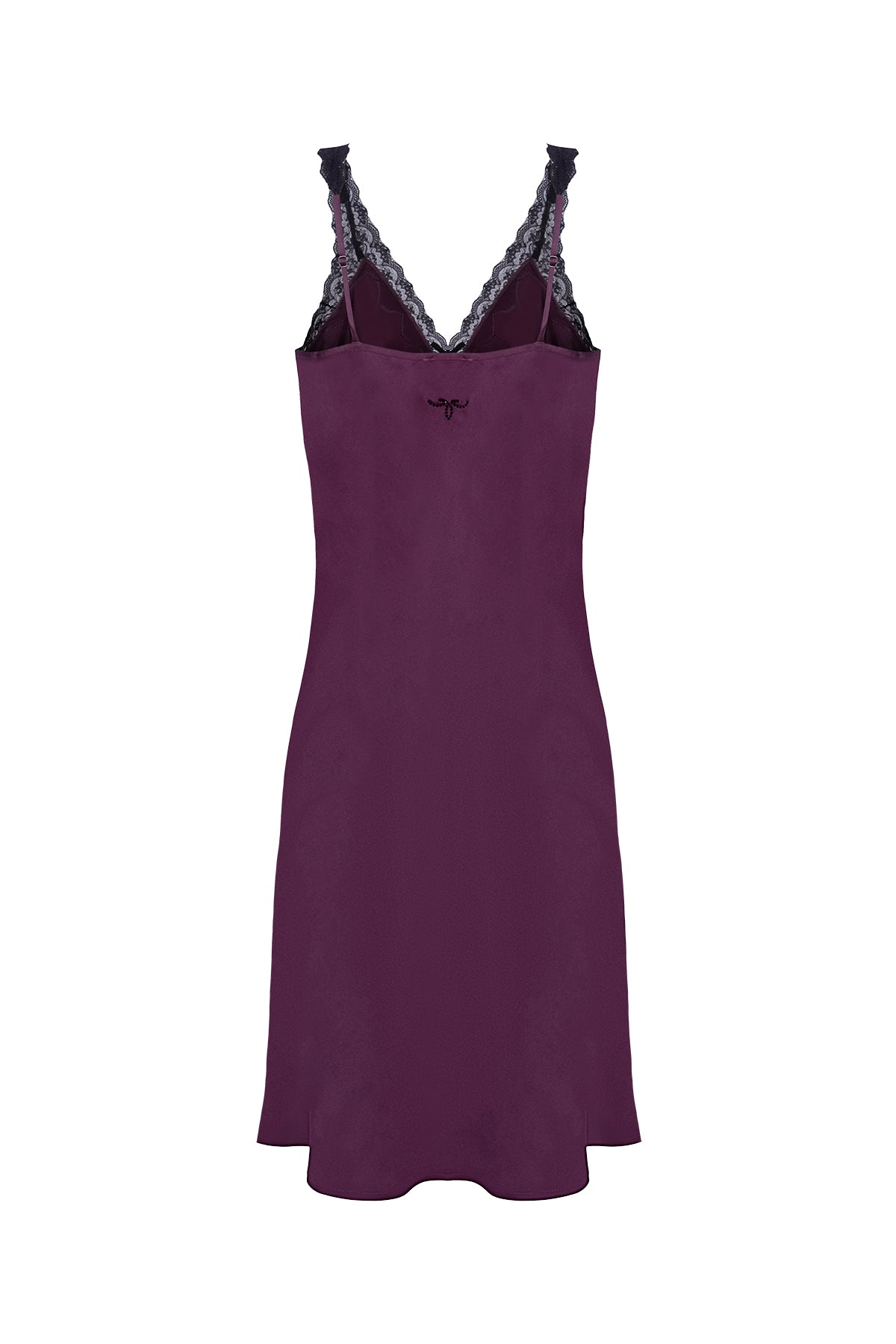 Bordo Cindy Saf İpek Dantel Detaylı Gecelik