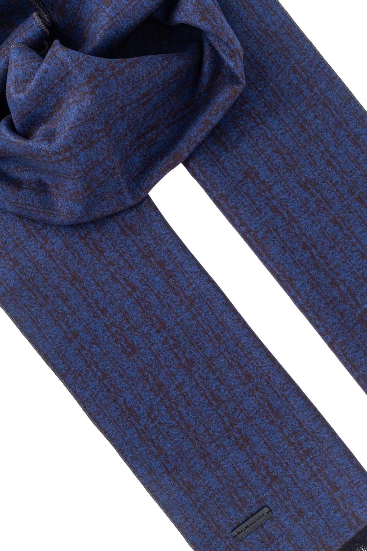 Mavi Lotus Saf İpek Desenli Atkı 30*177 cm