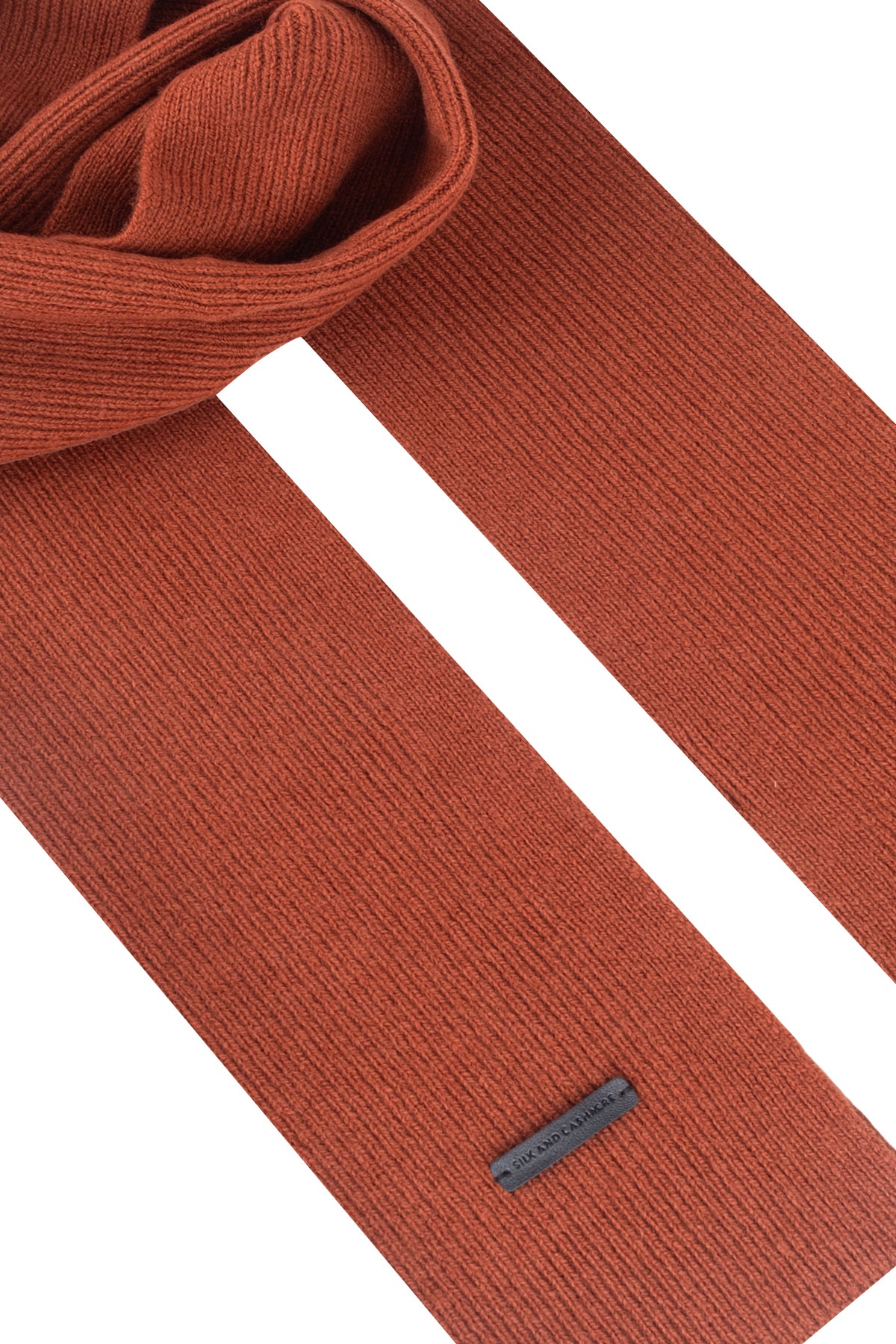 Turuncu Copenhagen Saf Yün Ribana Örme Atkı 25x150 cm