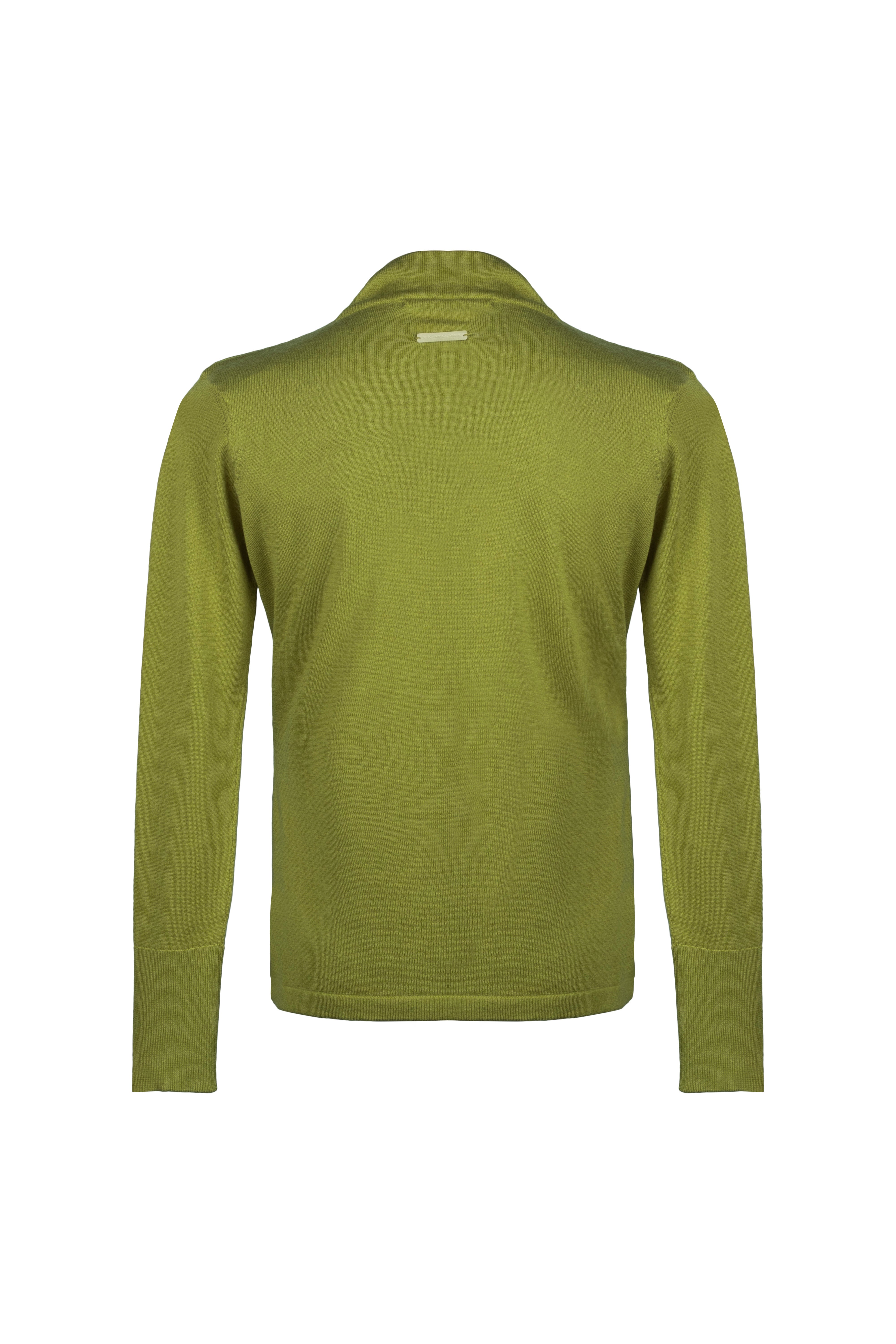 Wasabi Yeşili Zoe İpek Kaşmir Derin V Yaka Triko