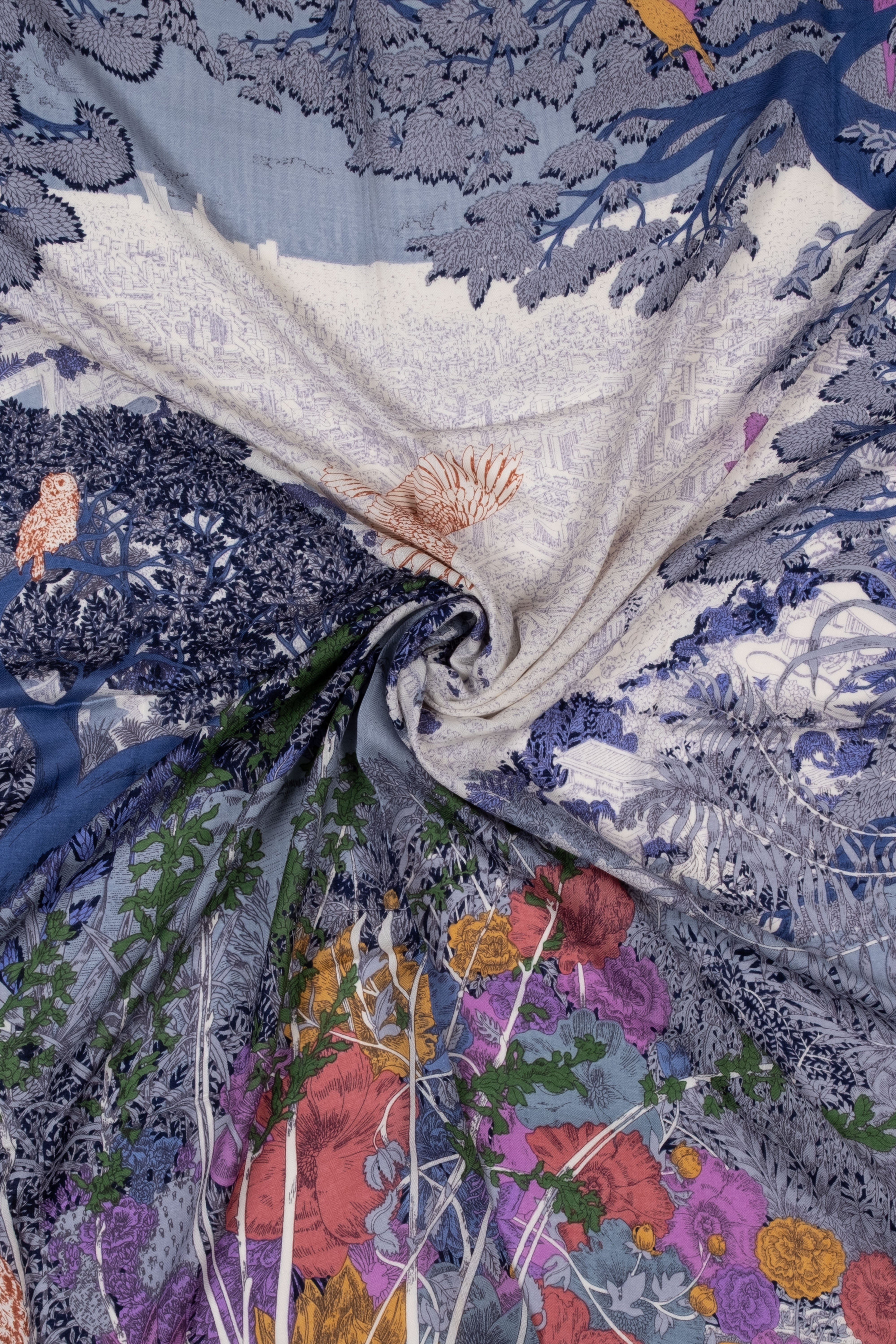 Mor Lila Linda Kaşmir Desenli Kare Eşarp 140x140  cm