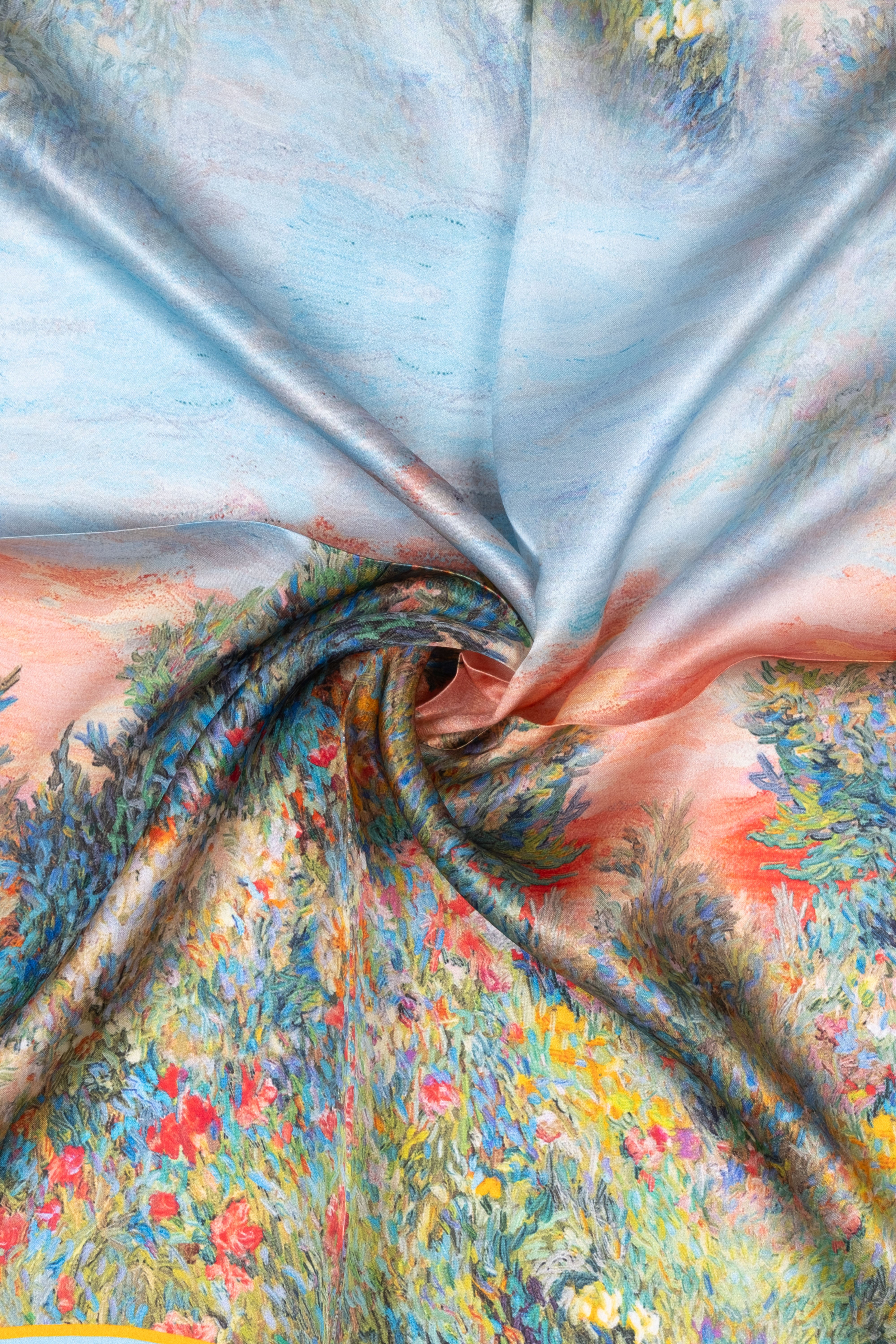 Gri Mavi Laila Saf İpek Kare Eşarp 50x50 cm