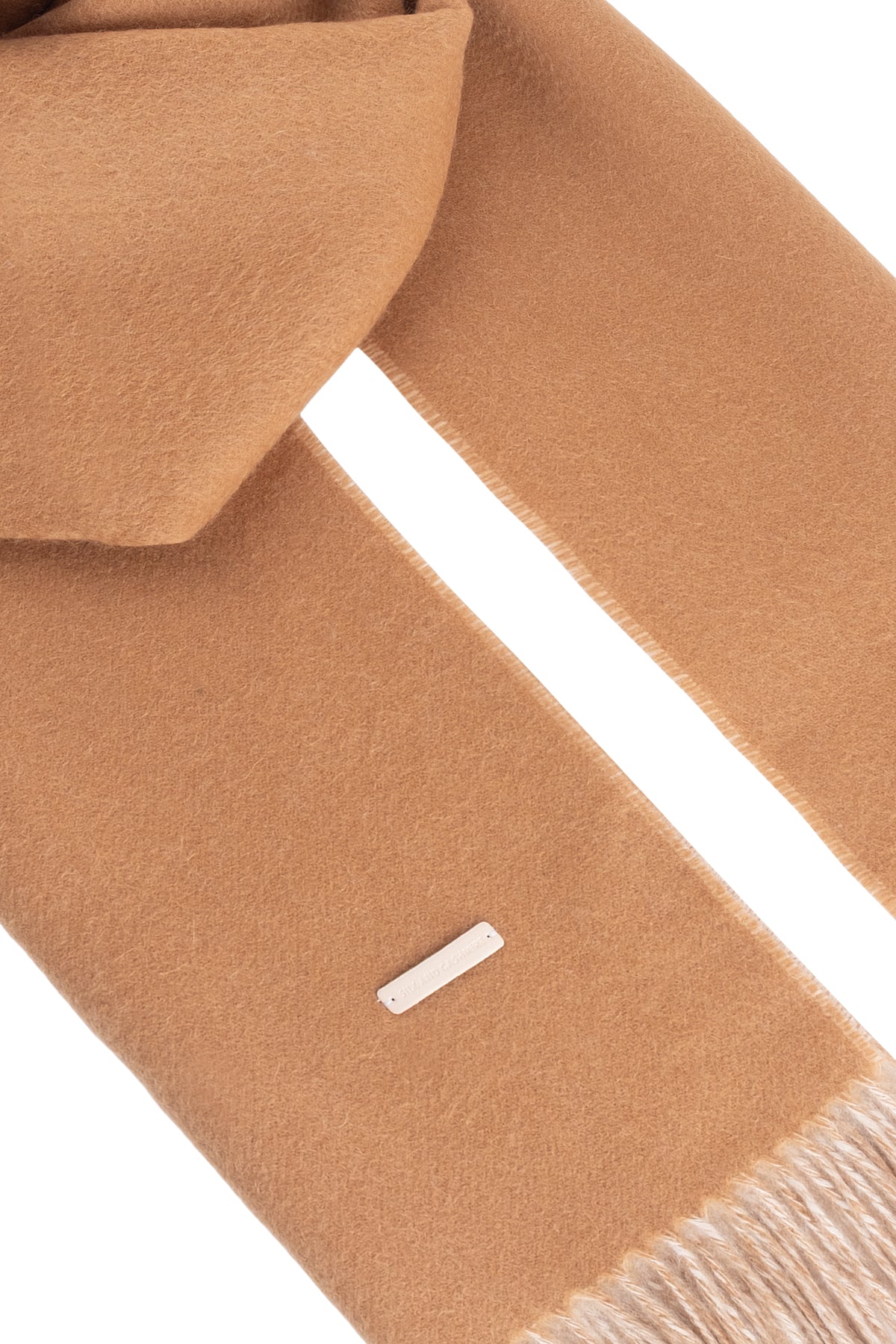 Açık Bej Camel Rose Saf Kaşmir Çift Taraflı Şal 70x190 cm