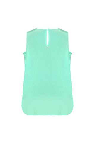 Mint Toscana Saf İpek Yuvarlak Yaka Rahat Kesim Bluz