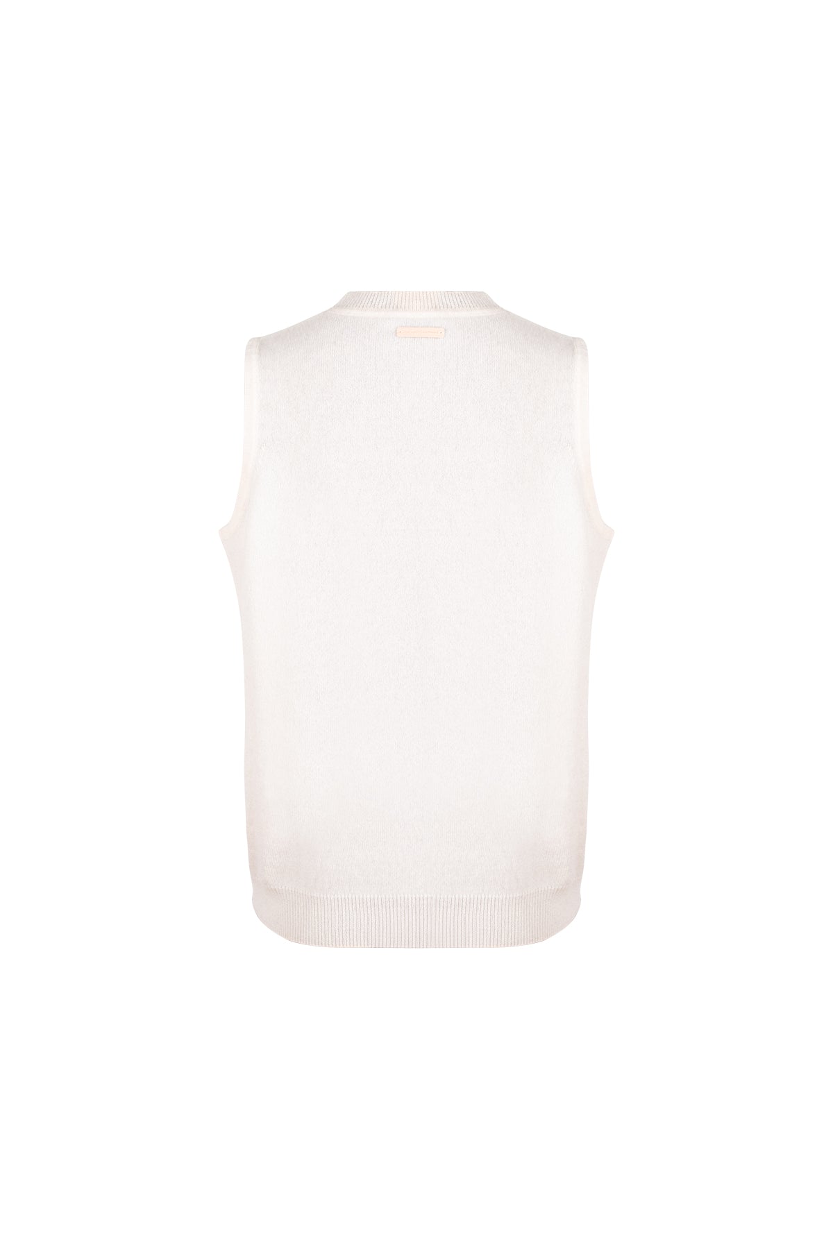 Beyaz Alexia Saf Kaşmir Yuvarlak Yaka Süveter