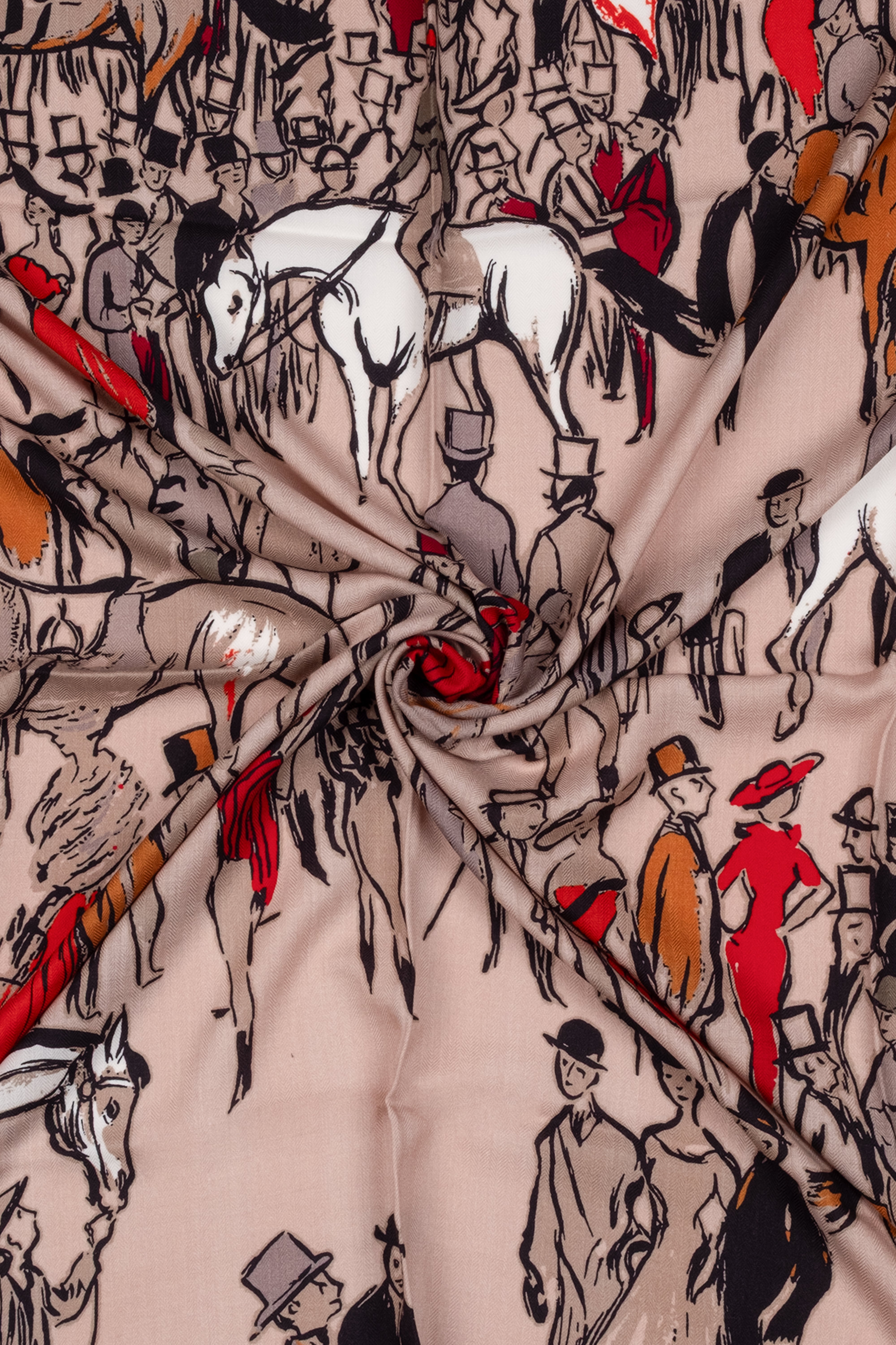 Açık Kahve Linda Saf Kaşmir Desenli Kare Eşarp 140x140 cm