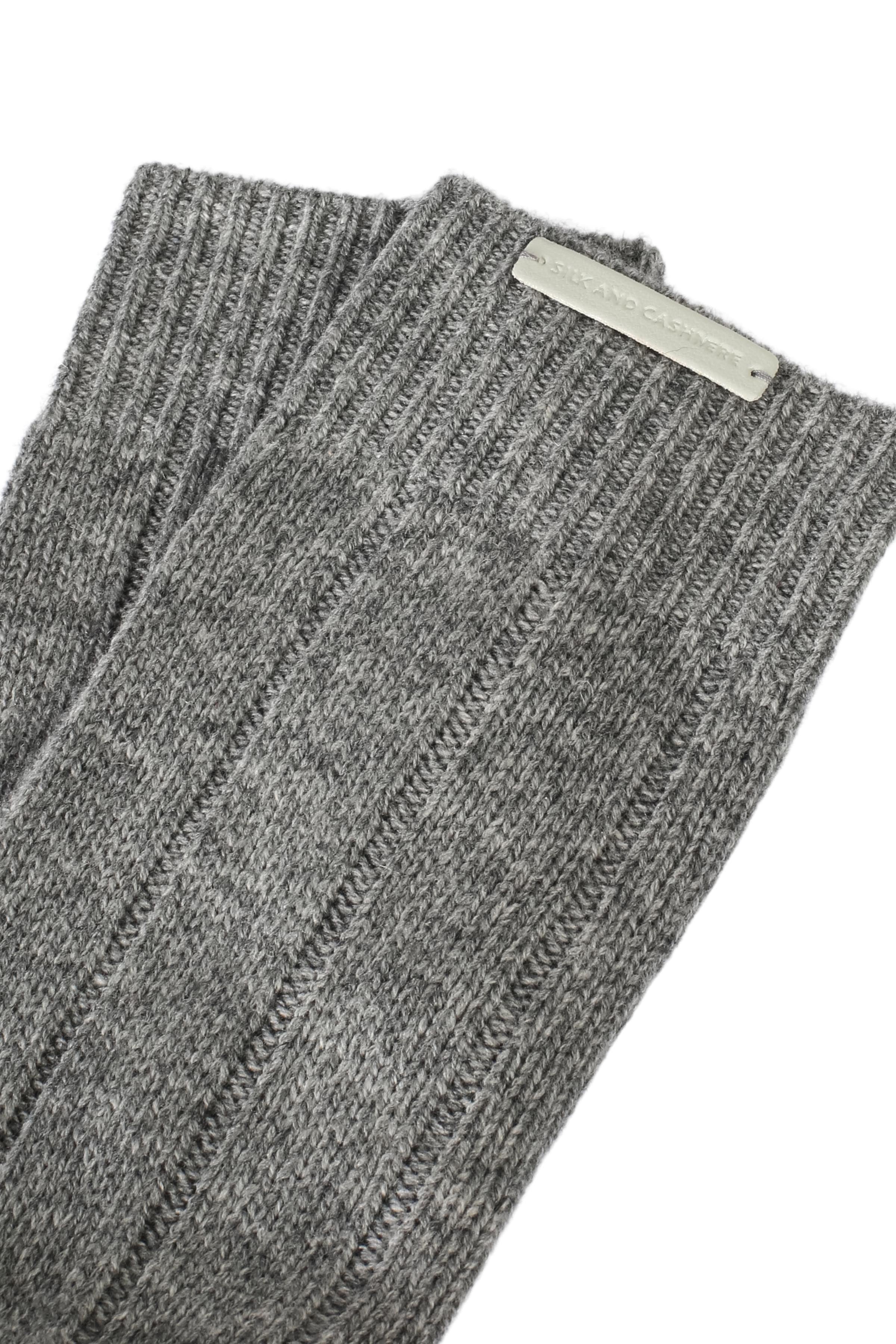 Orta Gri Melanj Saf Kaşmir Ribanalı Kadın Çorap