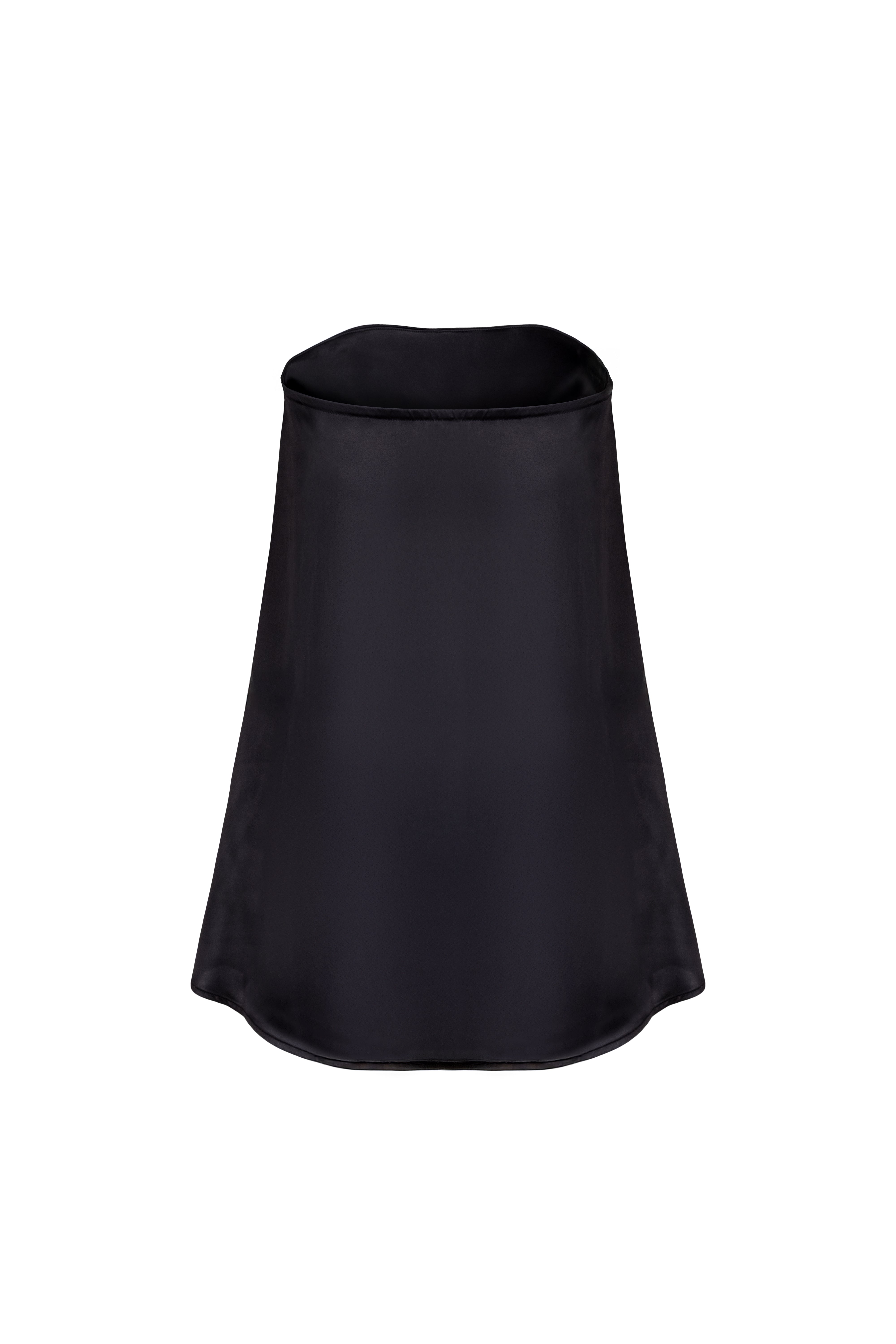 Siyah Luna Saf İpek Straplez Bluz