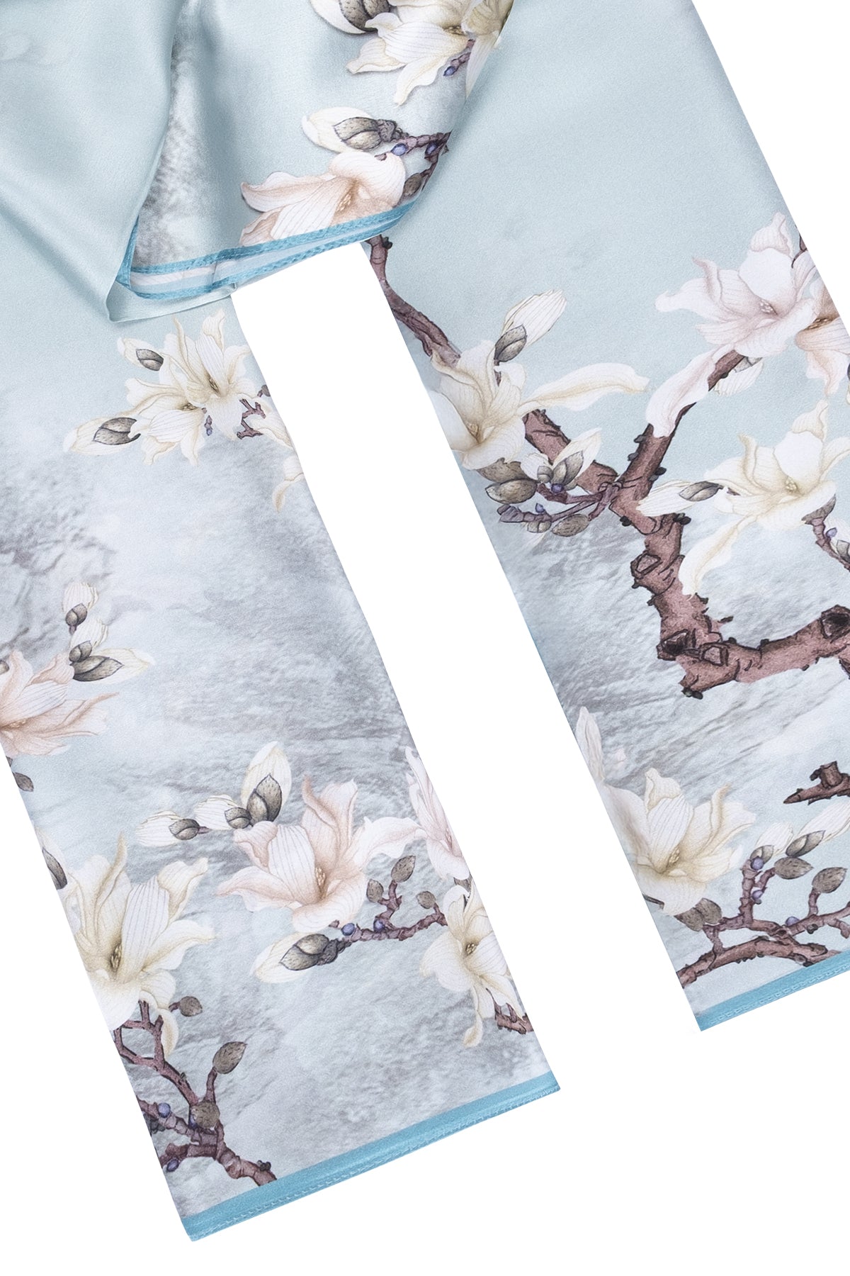 Açık Mavi Luciana İpek Desenli Fular 55x170 cm