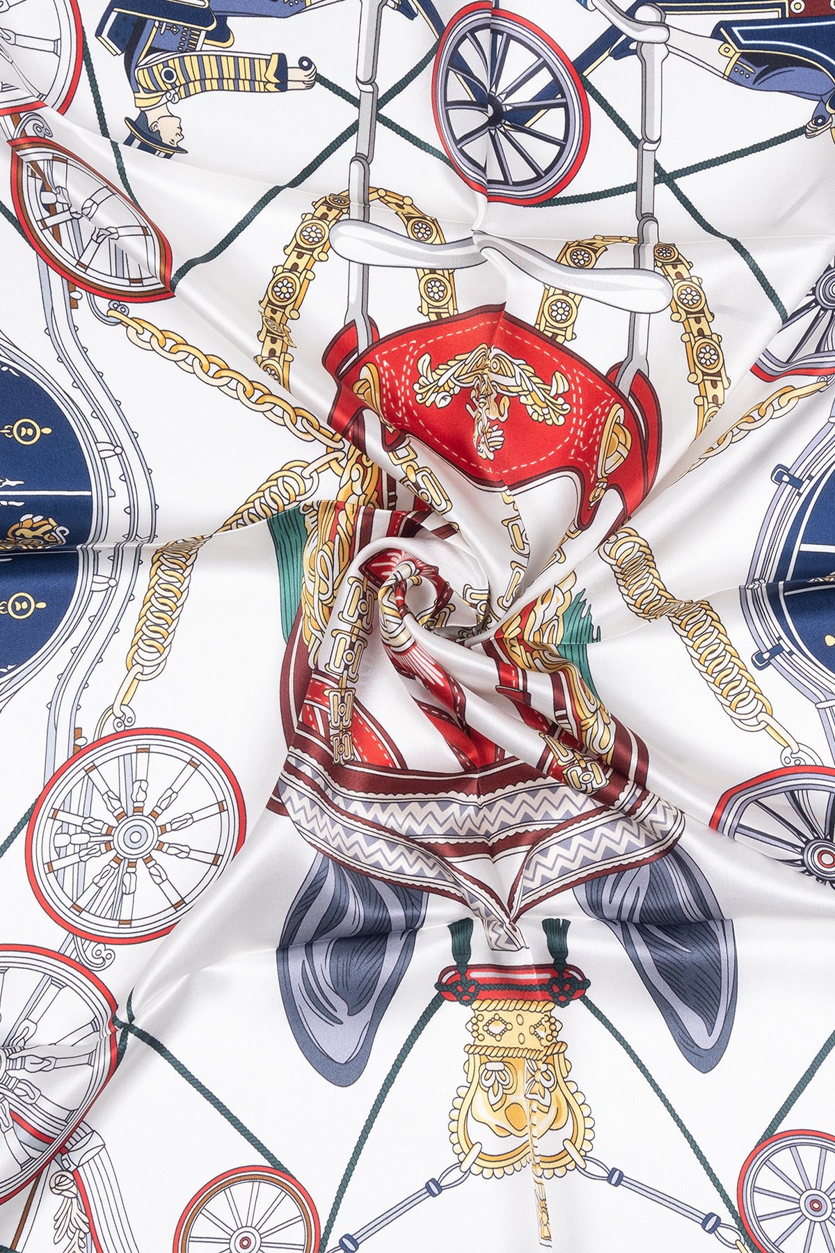 Lacivert Beyaz Lara Saf İpek Baskılı Eşarp 90x90 cm