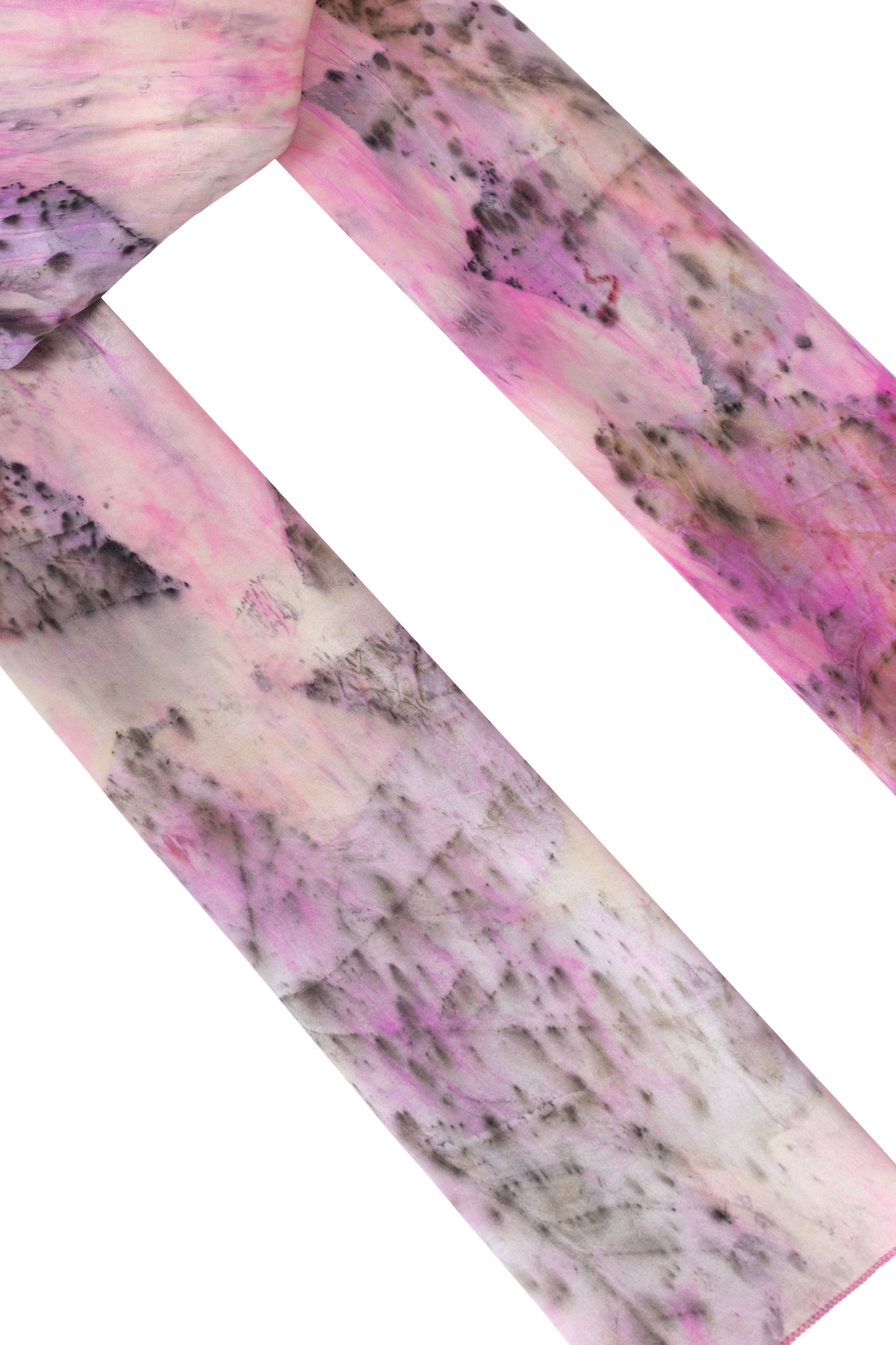 Pembe Saf İpek El Baskısı Ekolojik Şal 90 x 200 cm