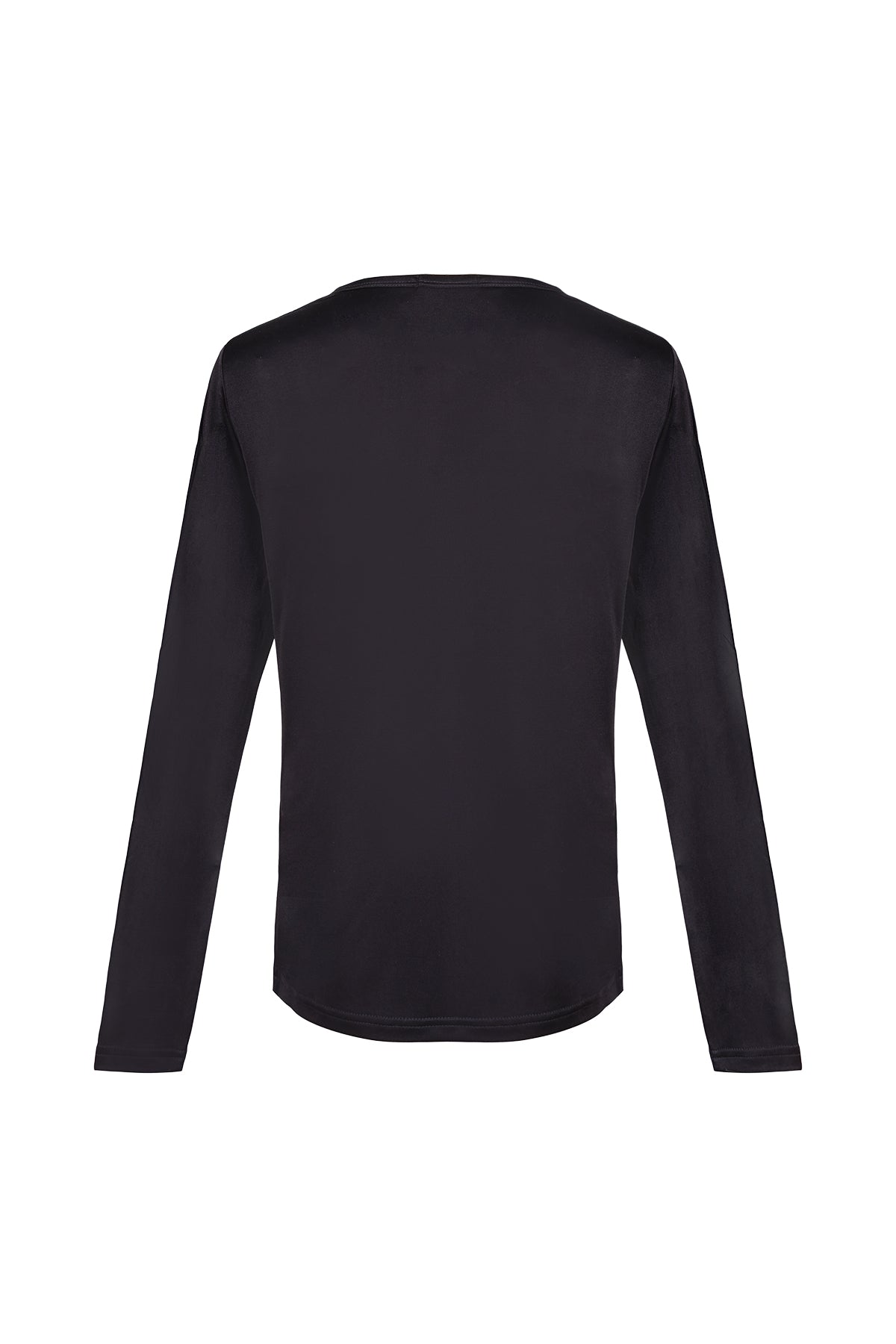 Siyah Marina İpekli Yuvarlak Yaka Bluz