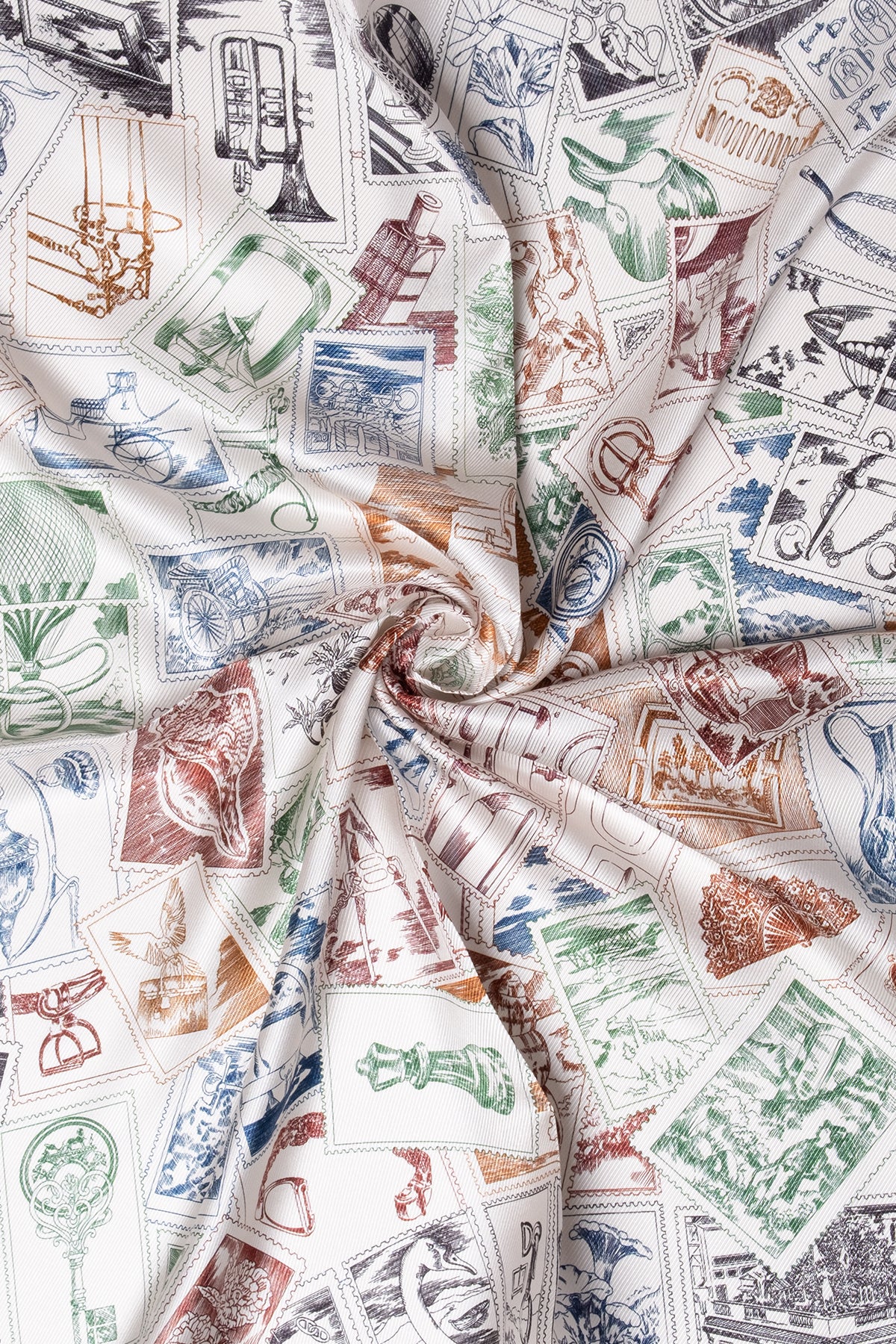 Ekru Lacivert Lena Saf İpek Eşarp 70x70 cm