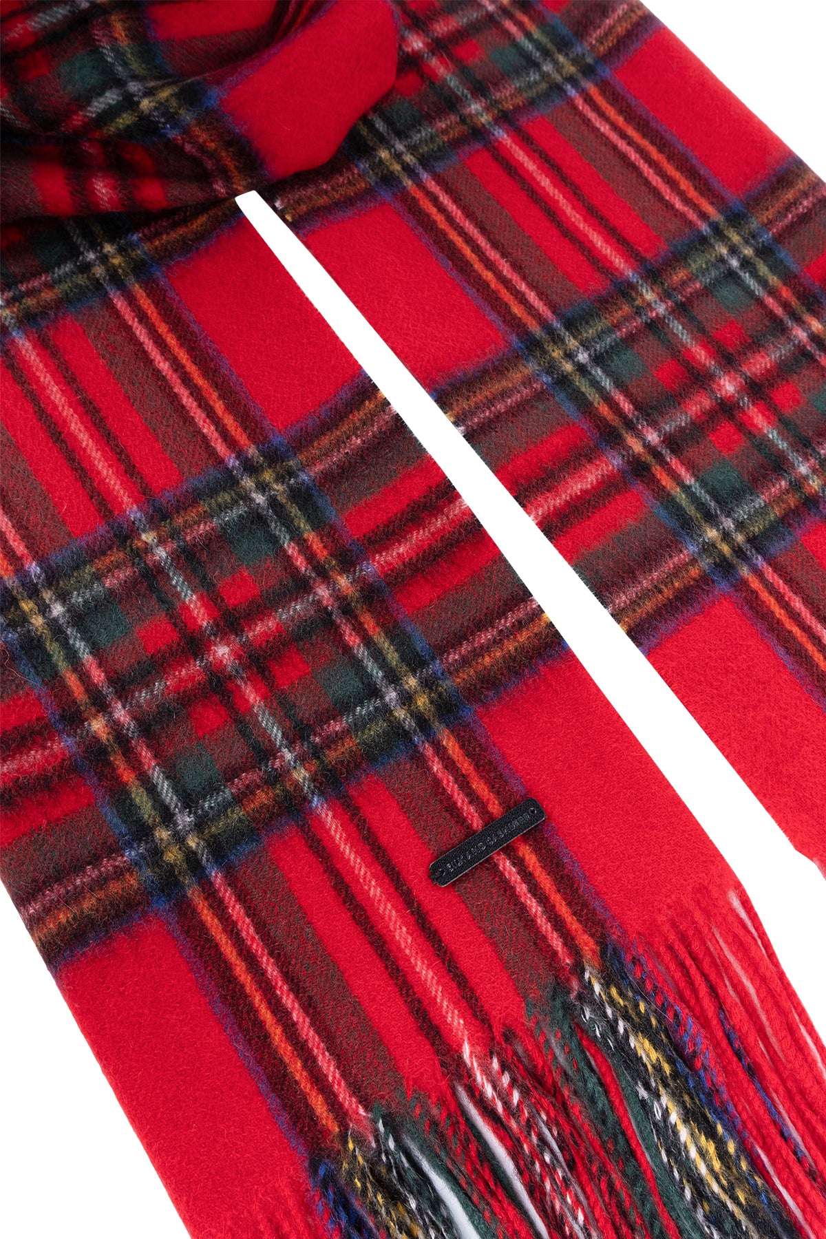 Kırmızı Rose Kaşmir Kareli Şal 79cm x194cm+9cm x 2cm