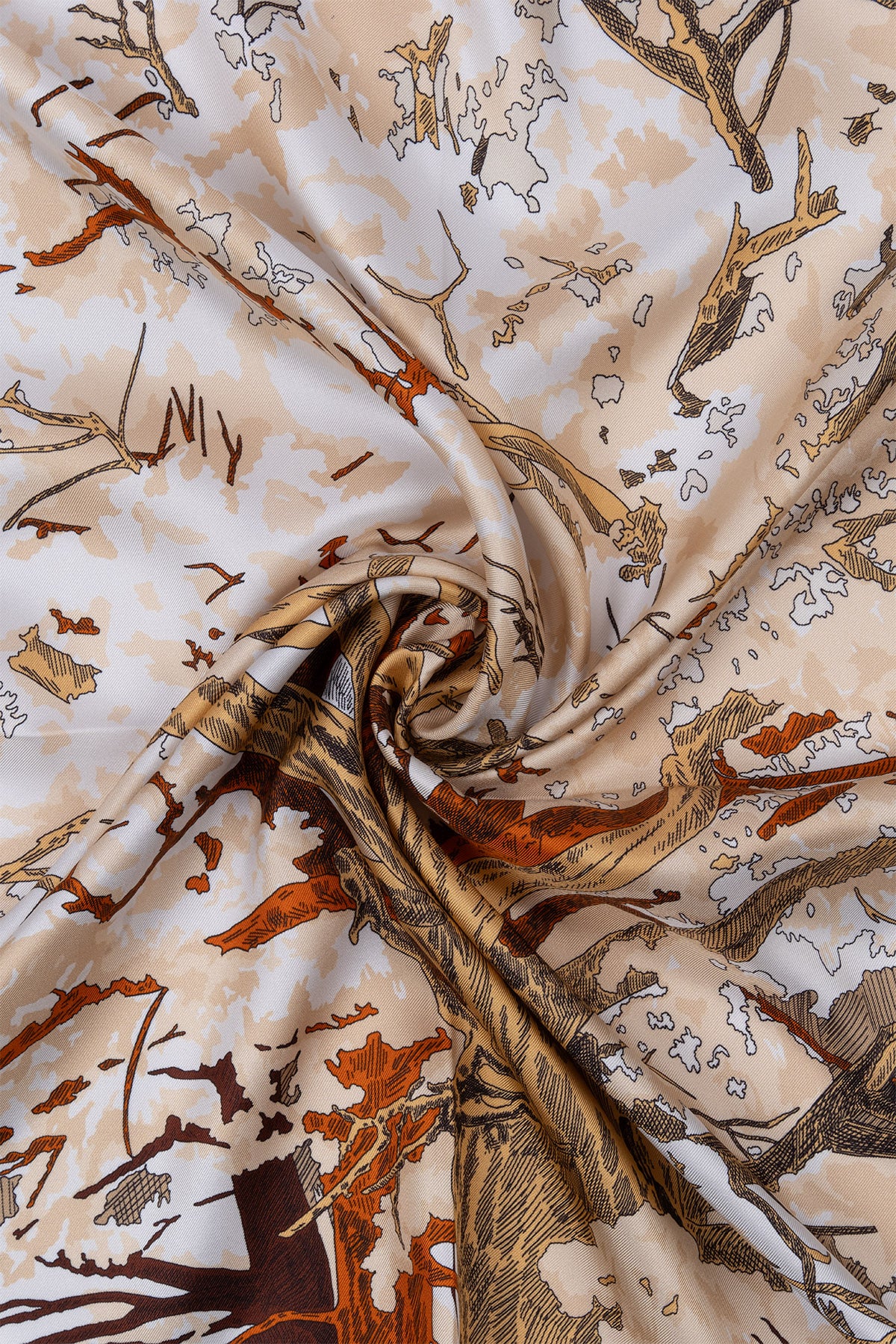 Bej Lara Saf İpek Roma Çift Taraflı Eşarp 90x90 cm